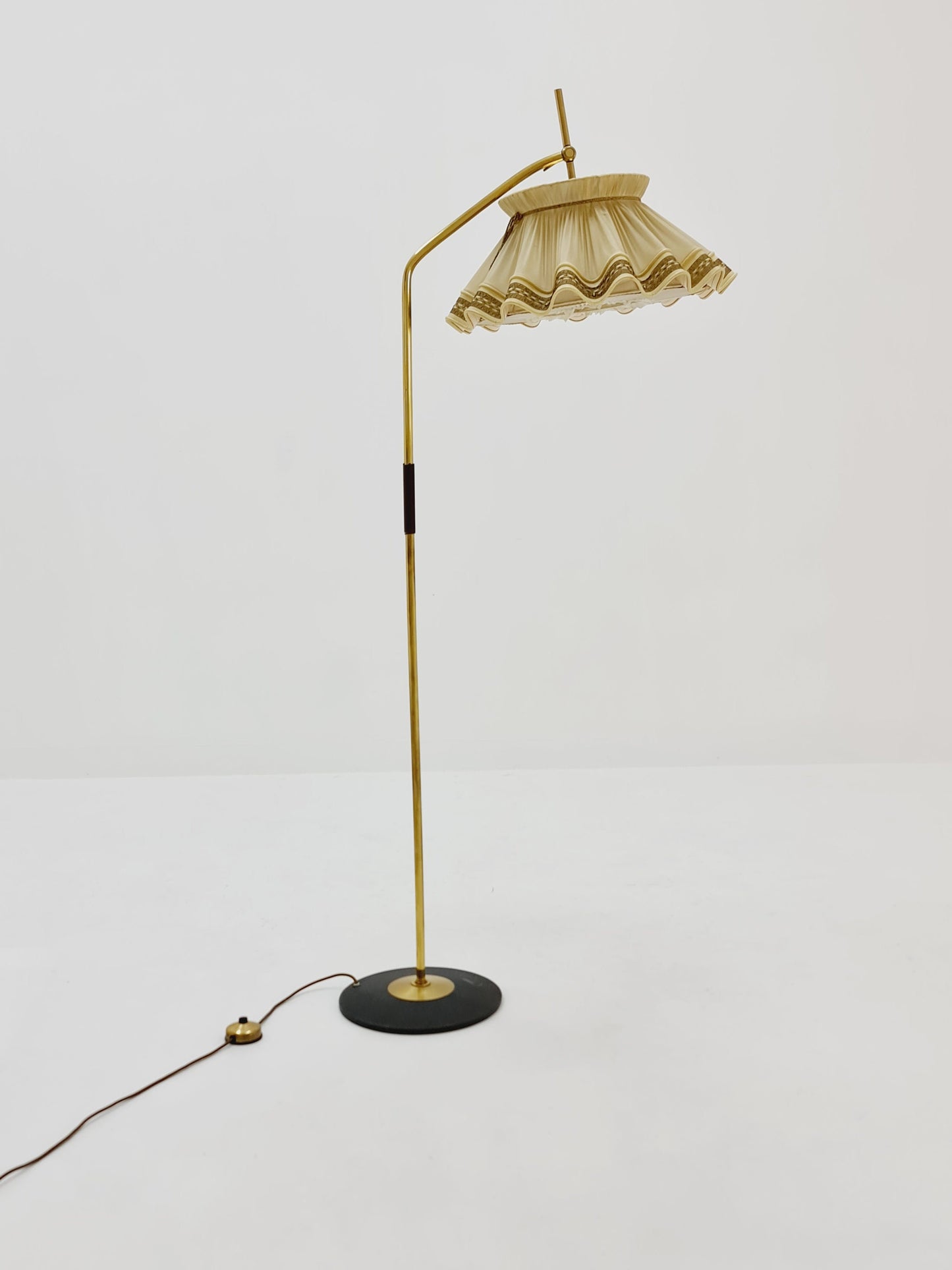 Mid century brass German arc floor Flex lamp By München Werkstätten, 1960s