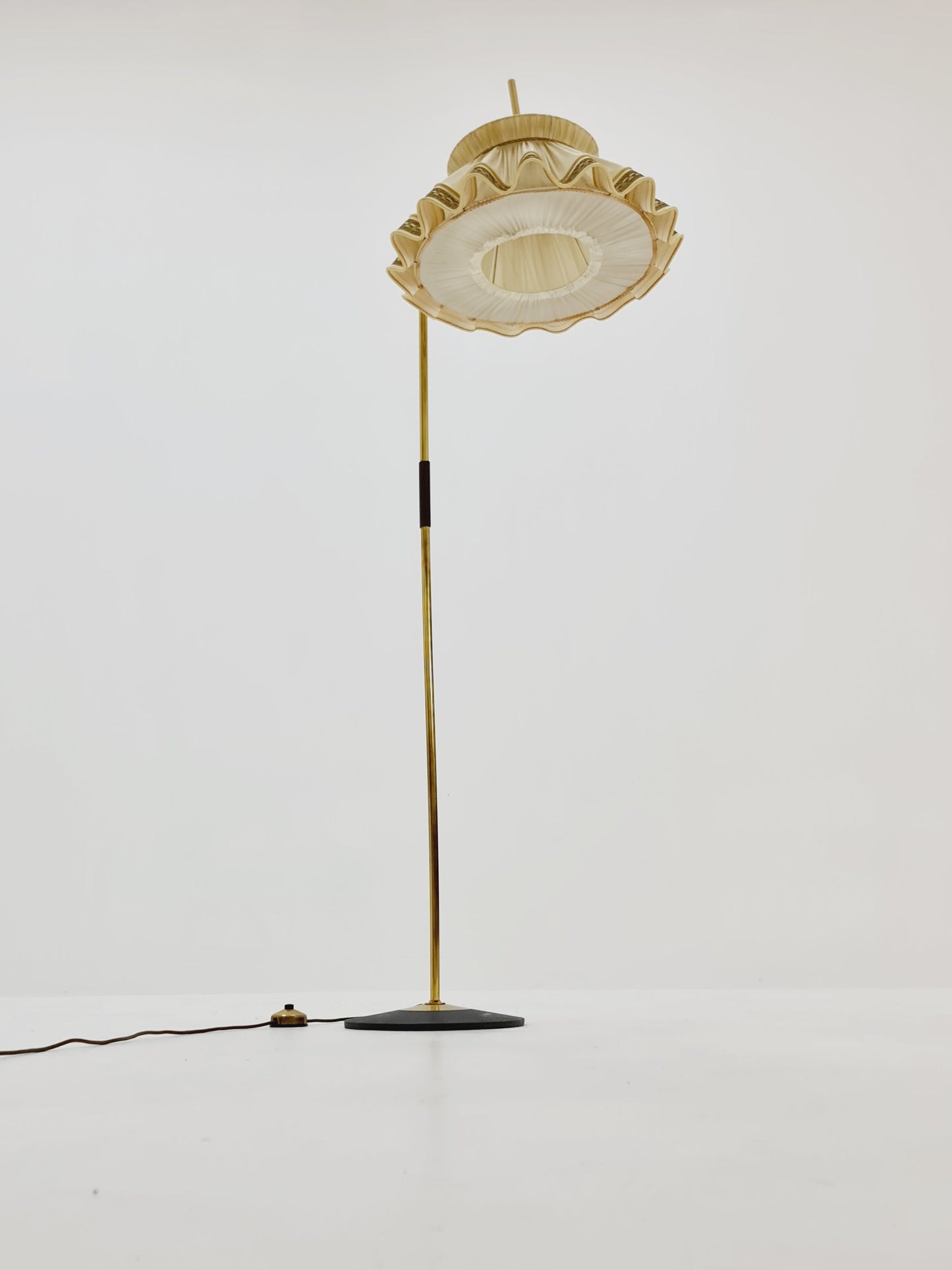 Mid century brass German arc floor Flex lamp By München Werkstätten, 1960s