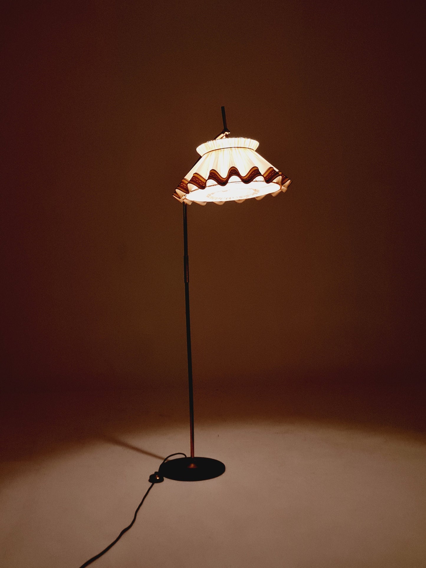 Mid century brass German arc floor Flex lamp By München Werkstätten, 1960s