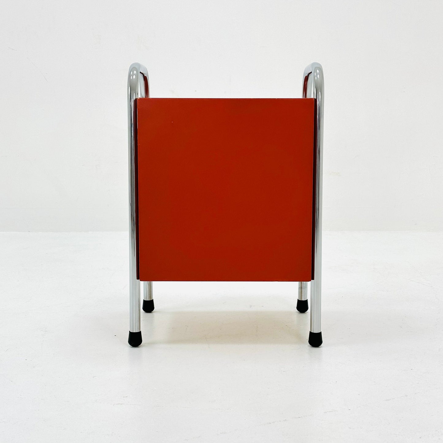 Bauhaus nightstand with drawer in red & white 1970s