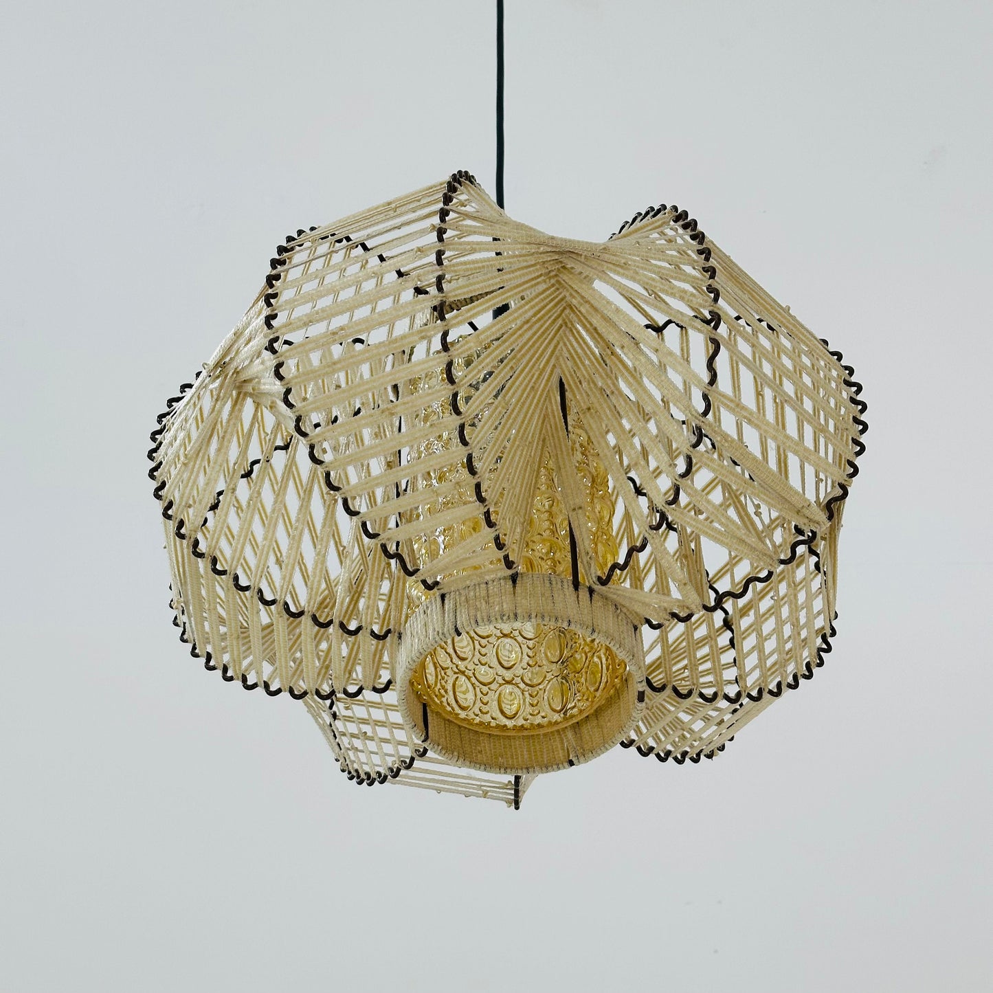 Mid century metal & string pendant lamp , 1960s
