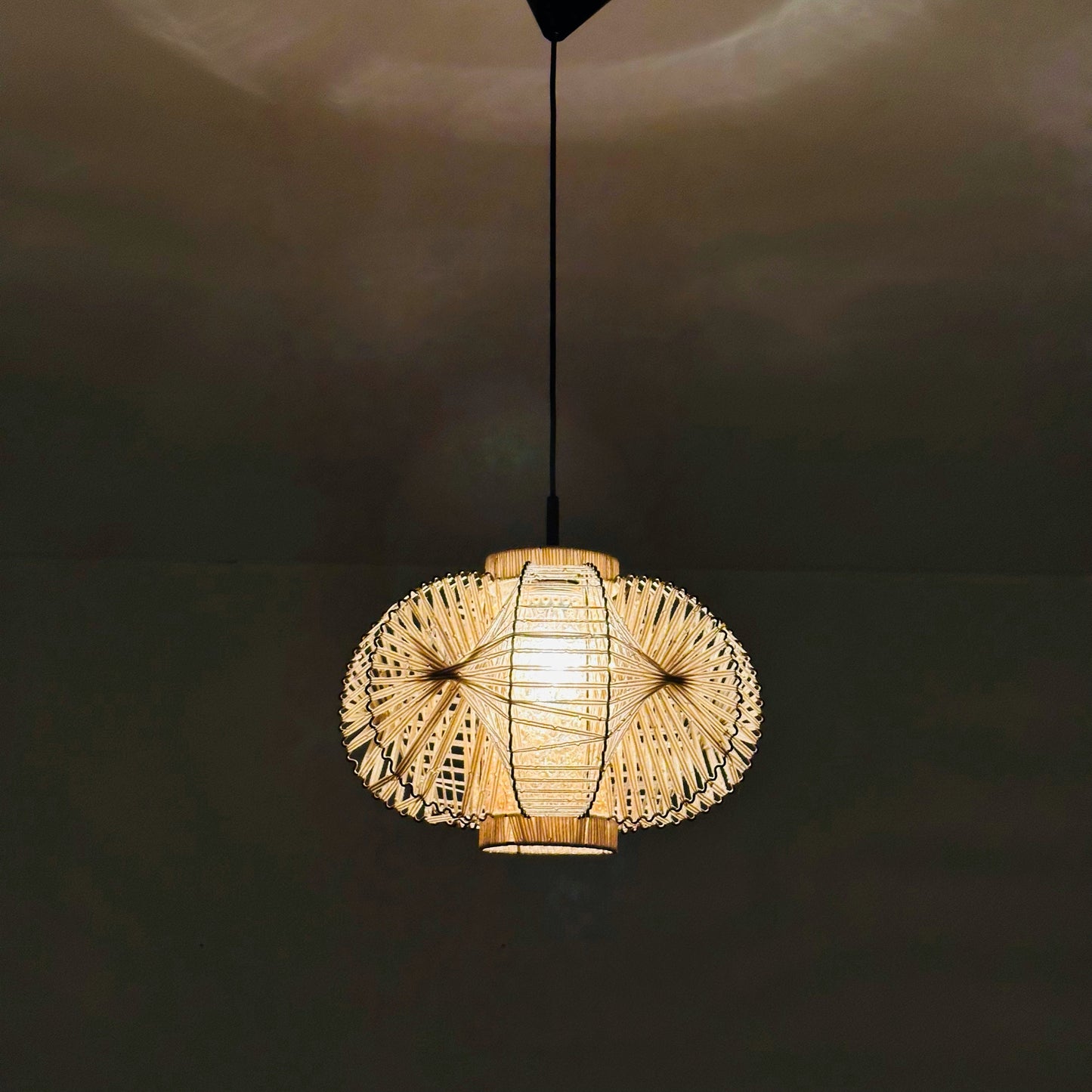 Mid century metal & string pendant lamp , 1960s