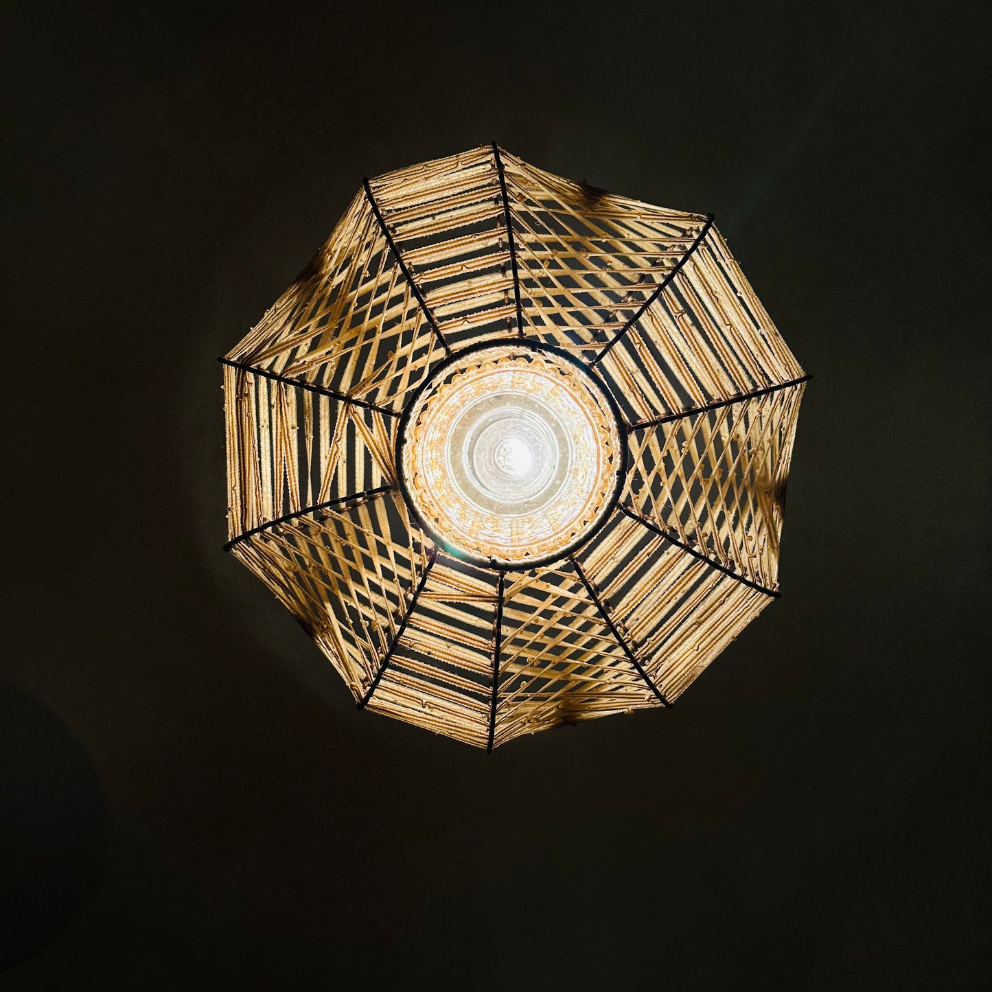 Mid century metal & string pendant lamp , 1960s