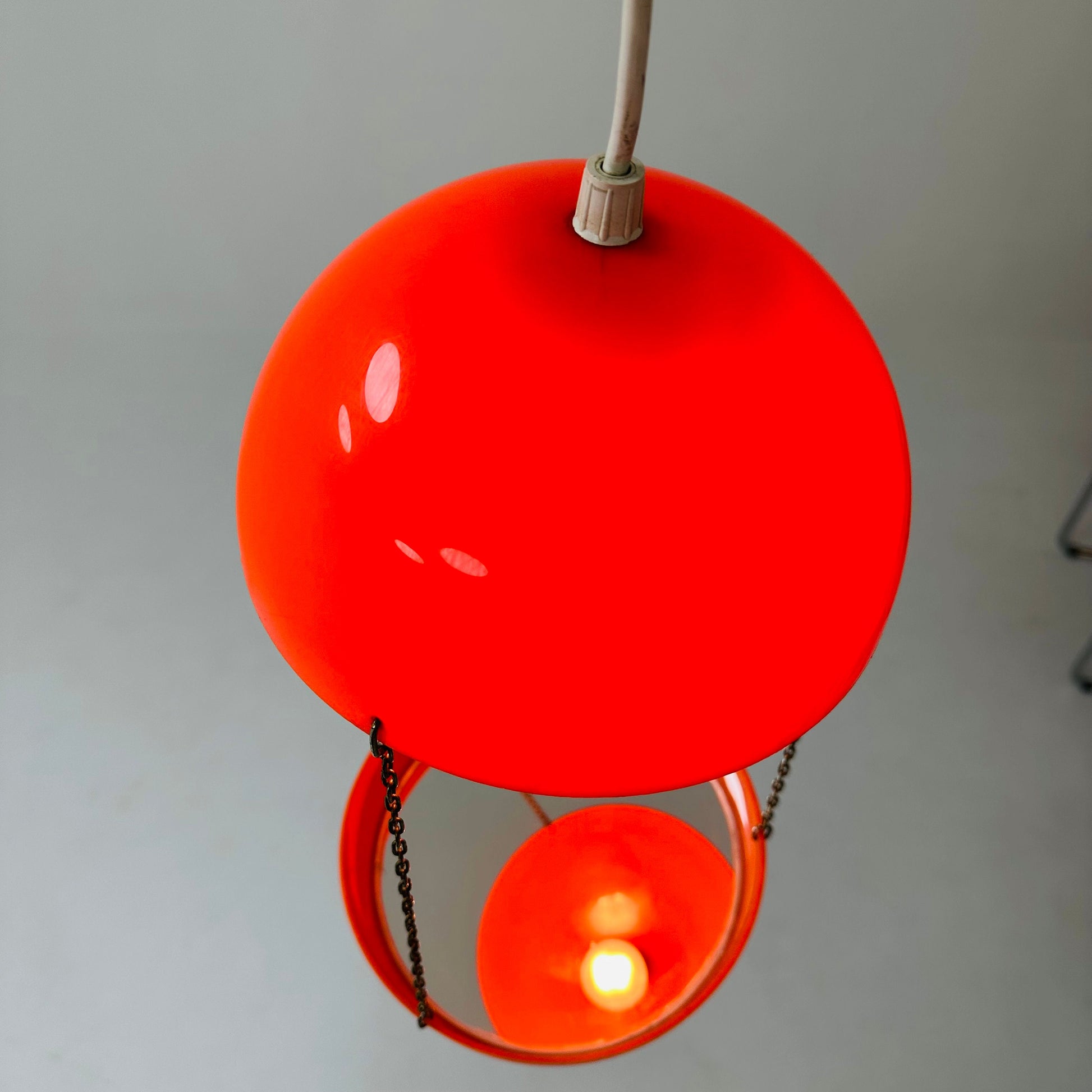 Space age , Danish orange plastic plant lamp by Horn lighting, 1970s