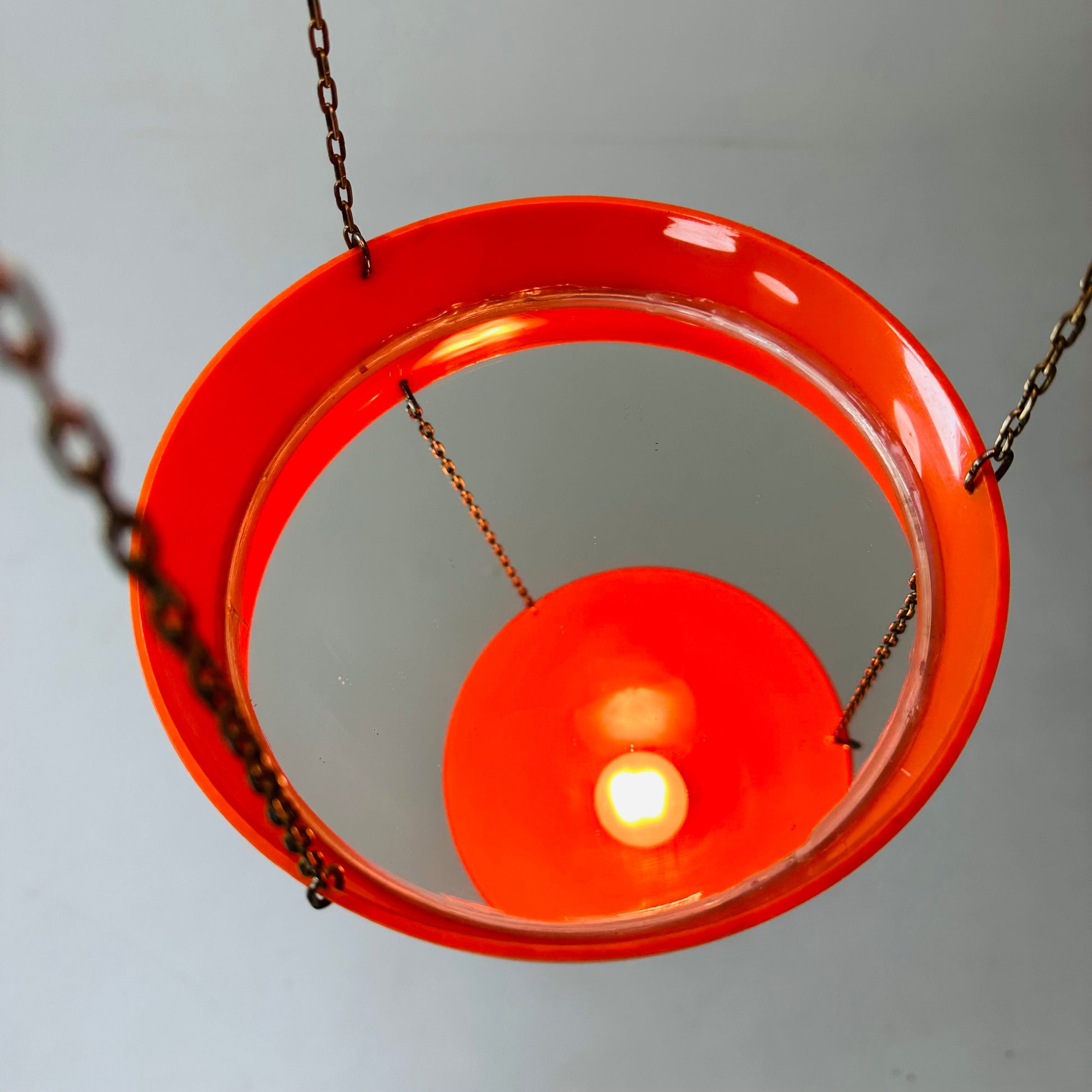 Space age , Danish orange plastic plant lamp by Horn lighting, 1970s