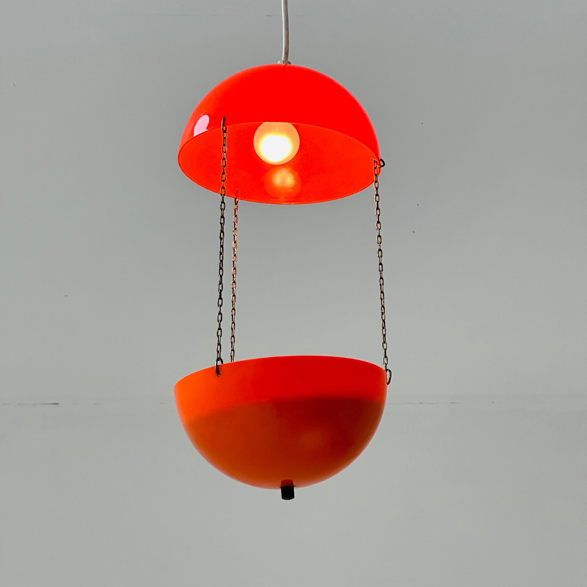 Space age , Danish orange plastic plant lamp by Horn lighting, 1970s