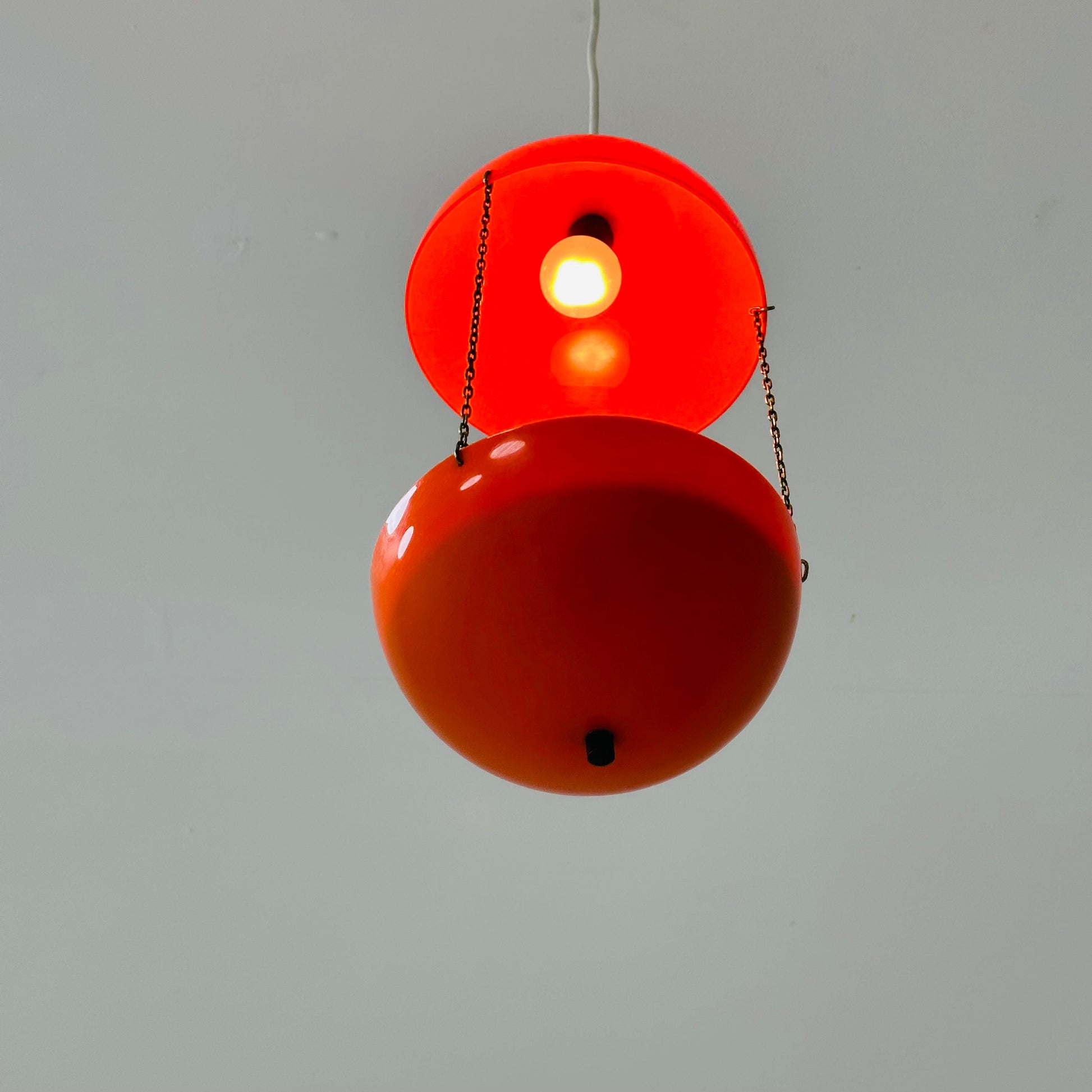 Space age , Danish orange plastic plant lamp by Horn lighting, 1970s