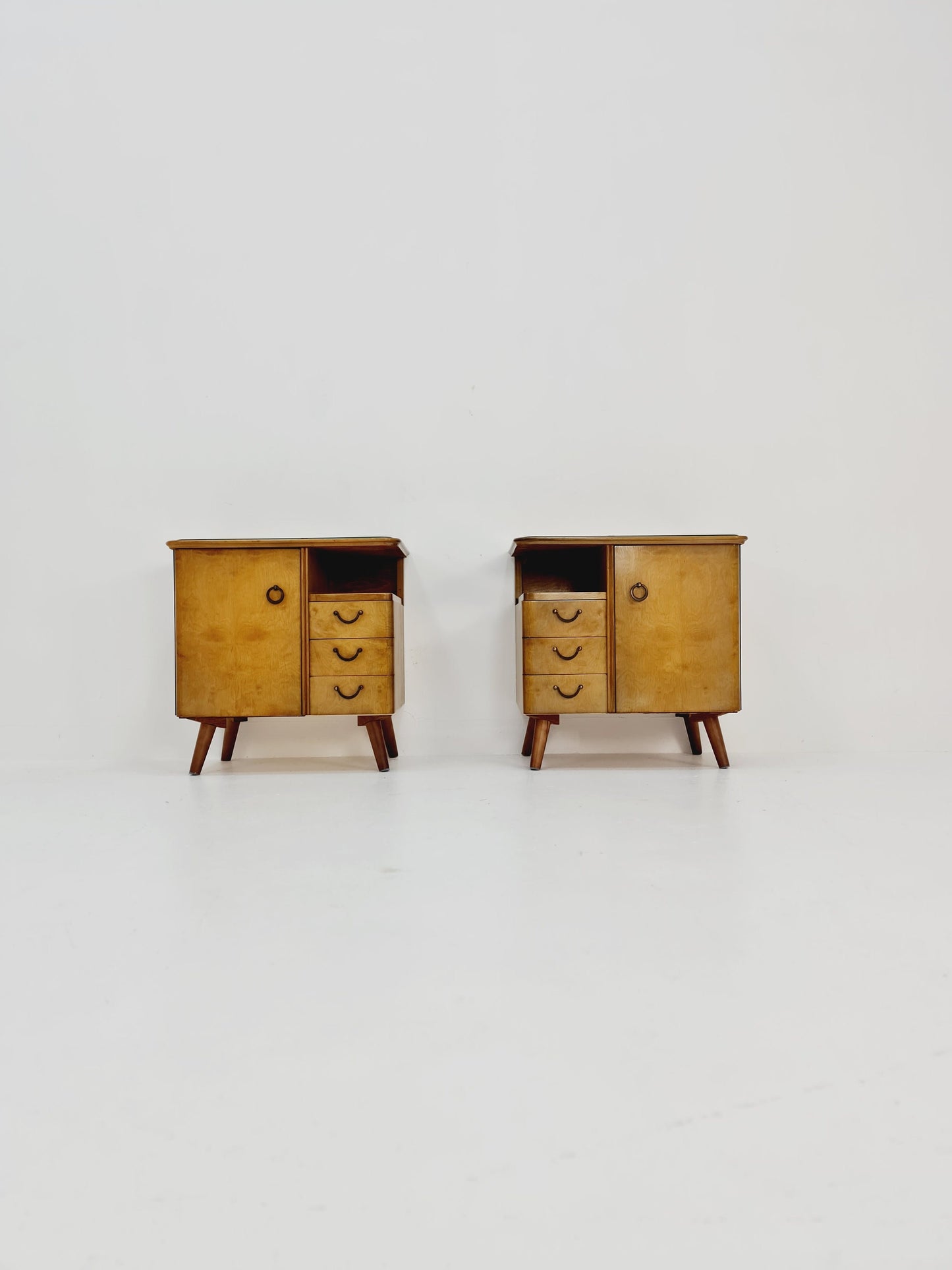 German Mid century beech nightstands/ bedside tables BY WK Möbel , 1960s