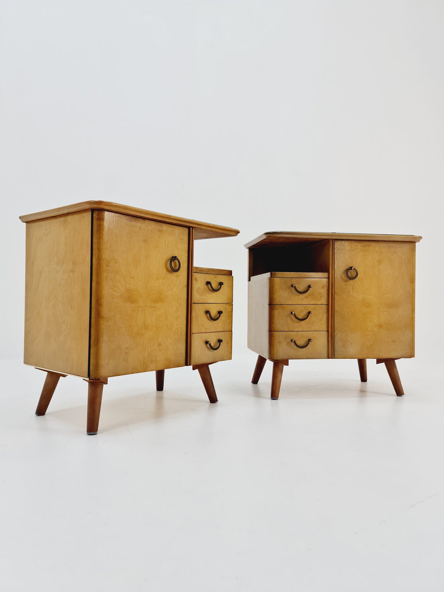 German Mid century beech nightstands/ bedside tables BY WK Möbel , 1960s