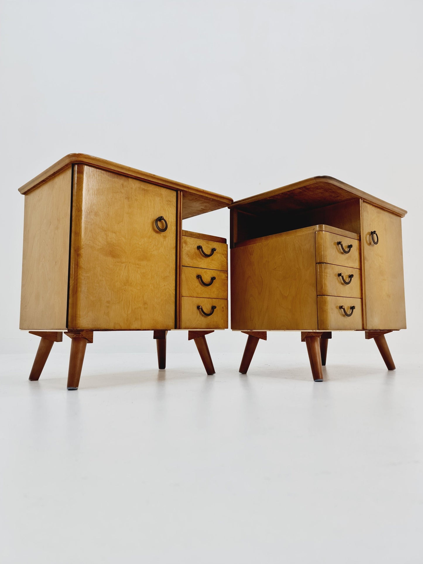 German Mid century beech nightstands/ bedside tables BY WK Möbel , 1960s