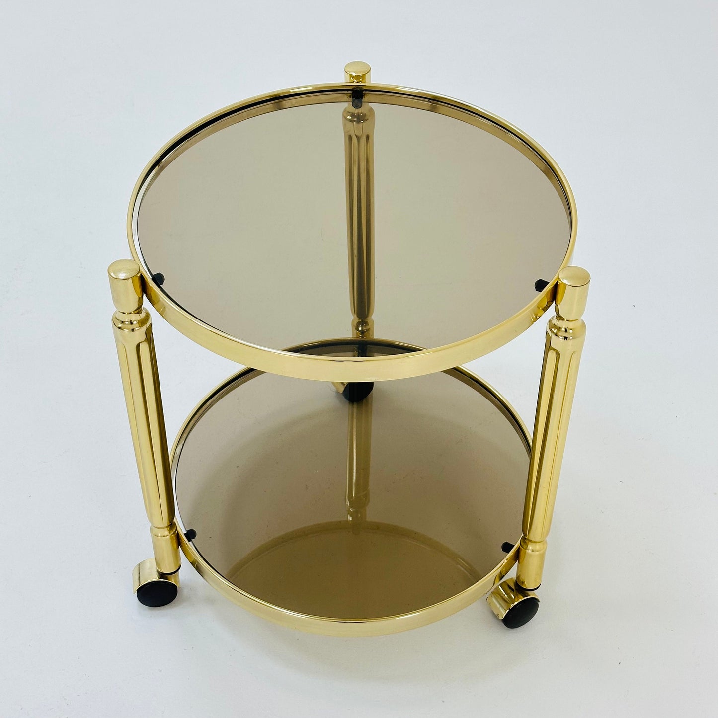 Mid-century italian brass and smoked glass bar cart, 1970s