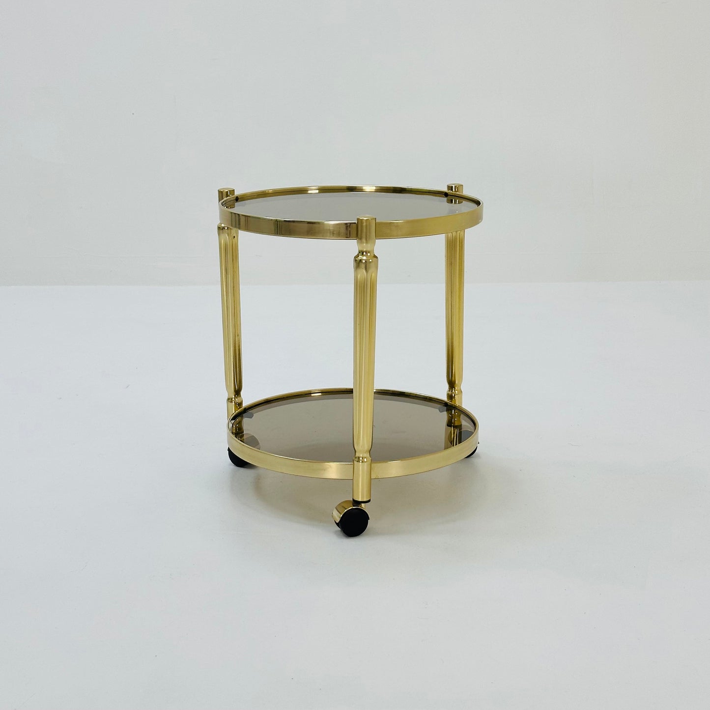 Mid-century italian brass and smoked glass bar cart, 1970s