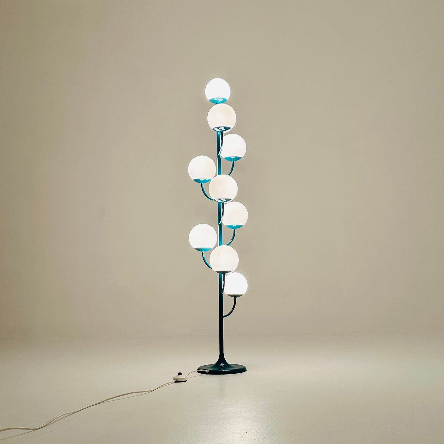 Mid century iconic 9-light floor lamp from Kaiser Leuchten,Germany 1970s