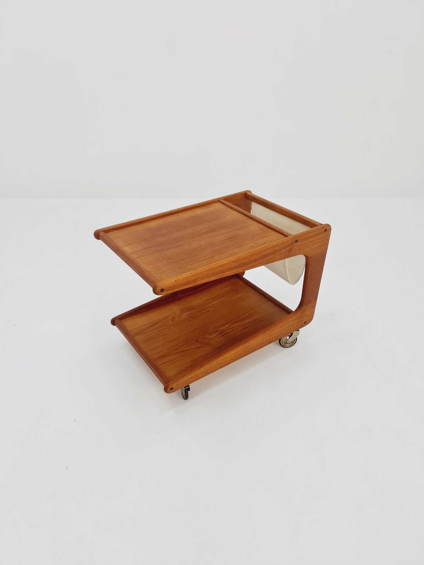 Vintage mid century danish trolley in solid teak with magazin Rack, 1960s