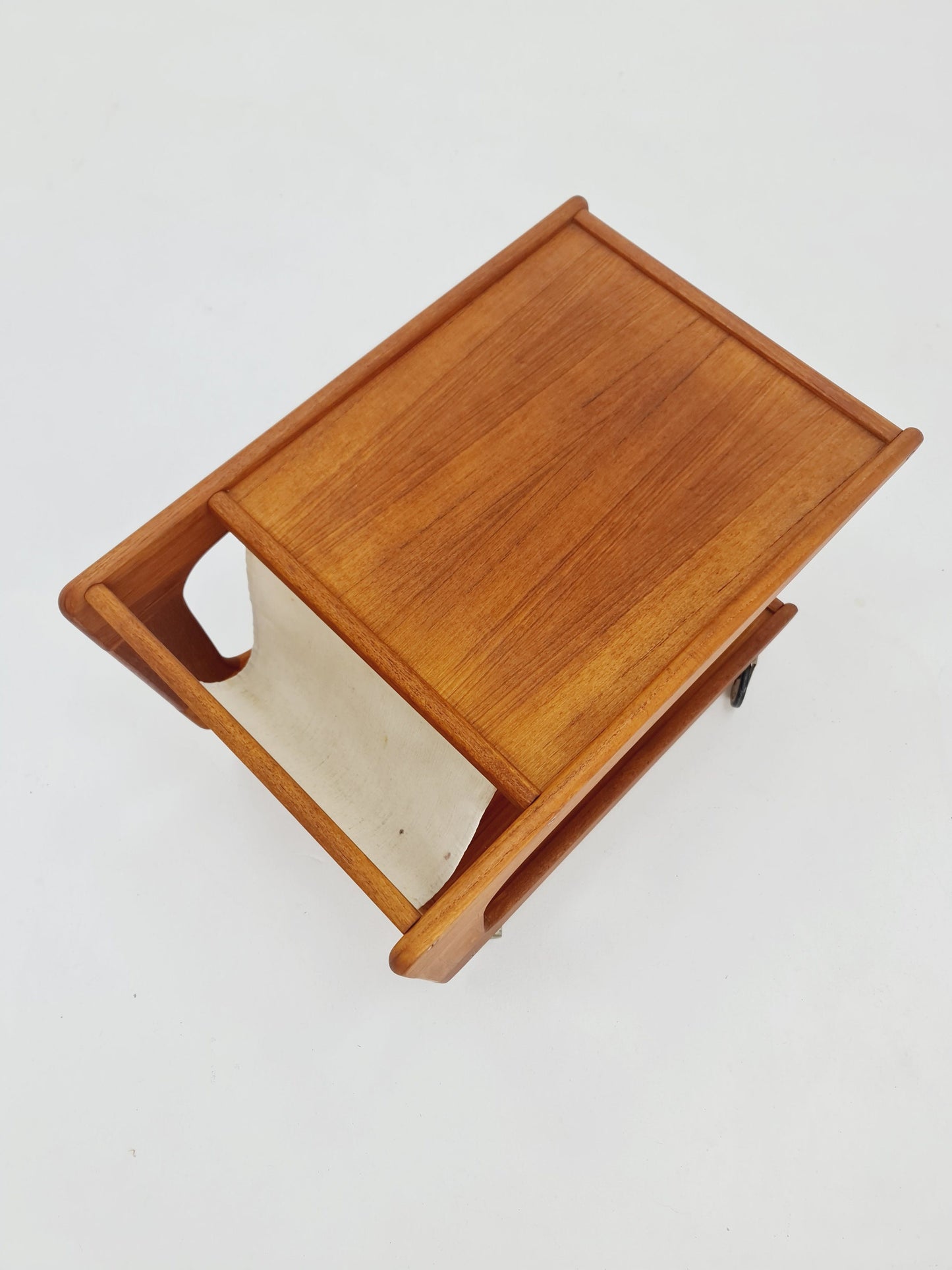 Vintage mid century danish trolley in solid teak with magazin Rack, 1960s