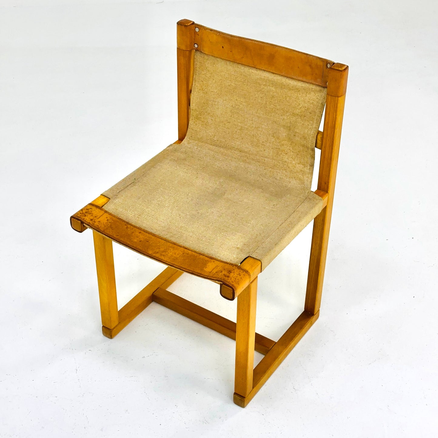 Mid century safari chair linen & leather by Casala, 1970s, Germany