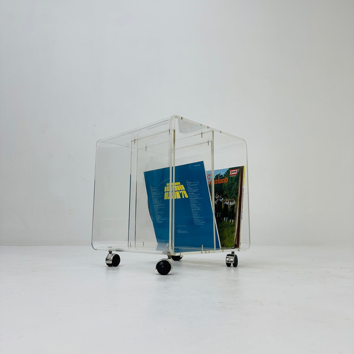 Mid century trolly side table for vinyl records by Dumas Michael for Roche bobois France 1970s