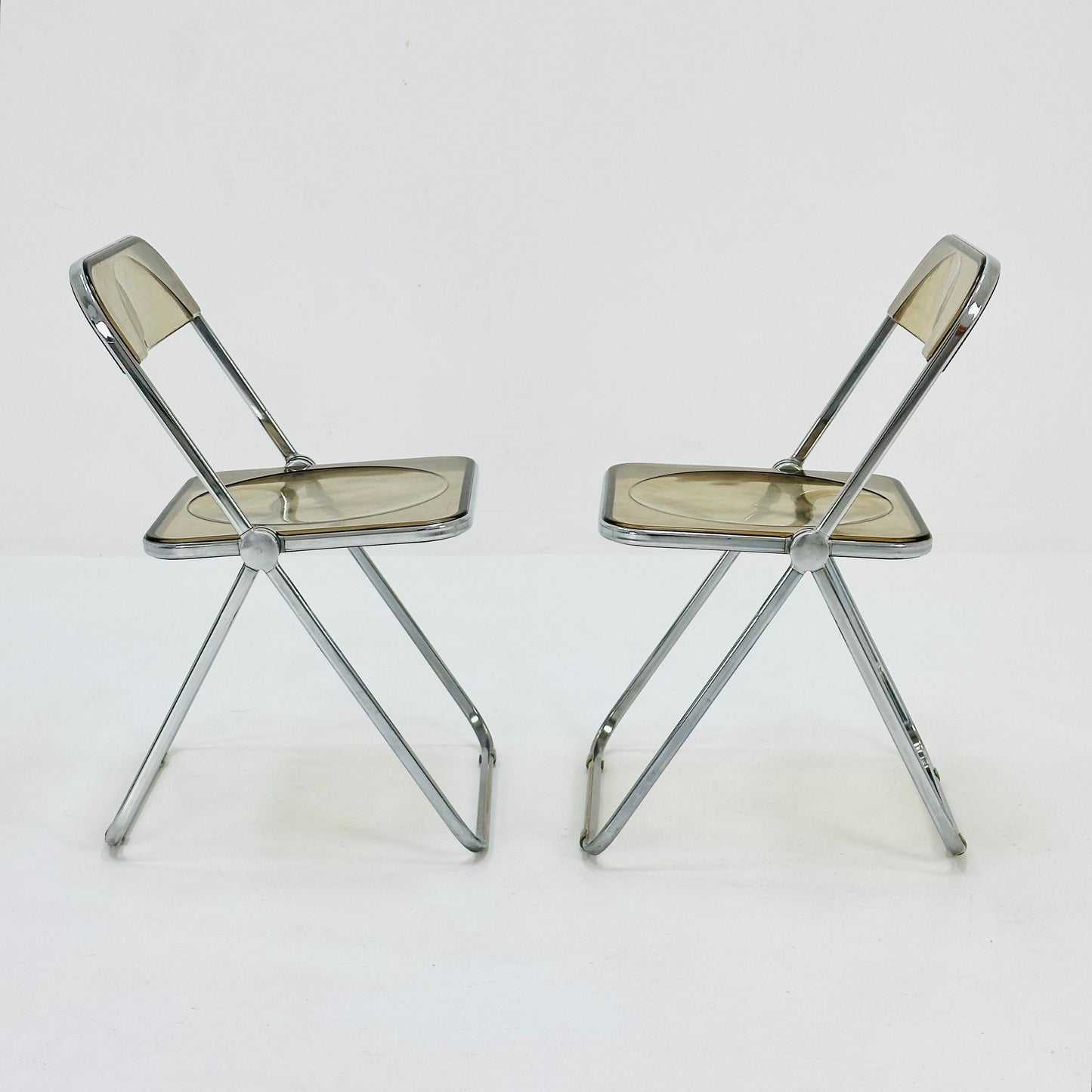 Set of 2 Italian Plia Folding Chairs by Giancarlo Piretti for Castelli, 1970s