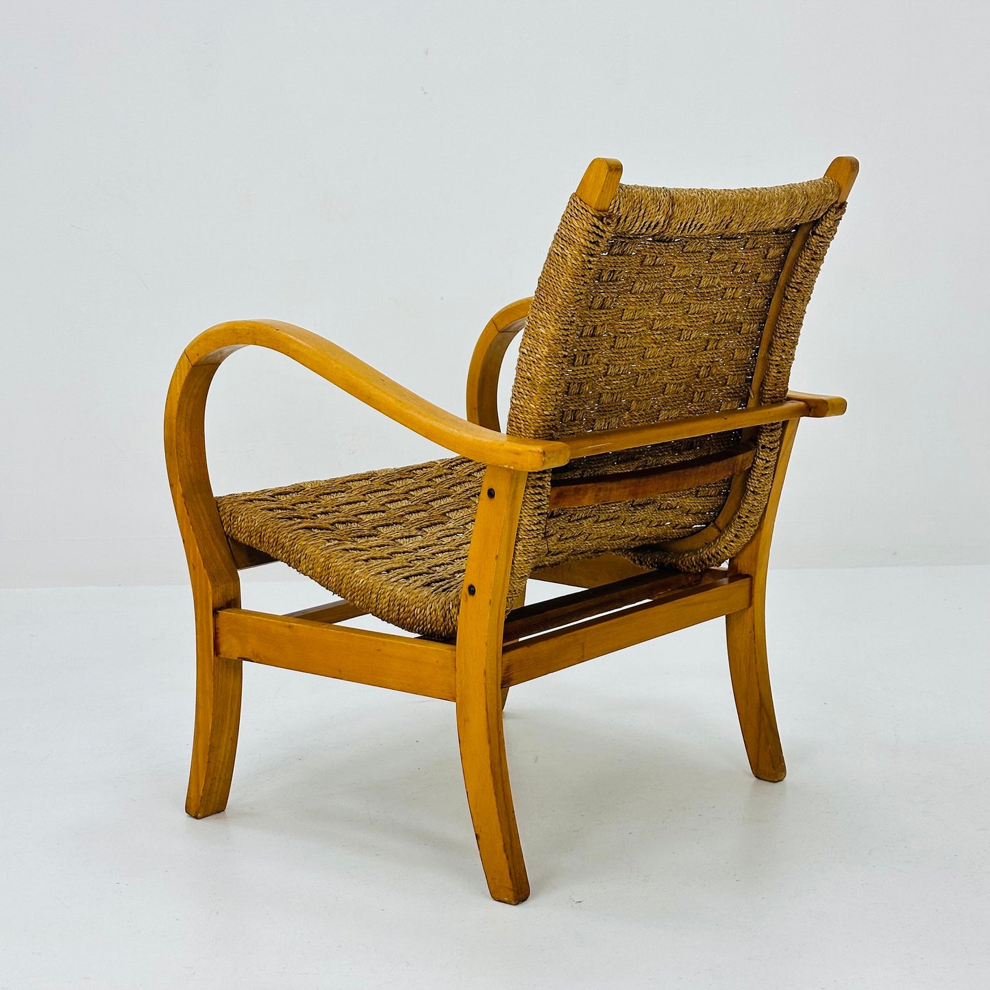 Bauhaus vintage papercord armchair by Ehrich Dieckmann, 1930s