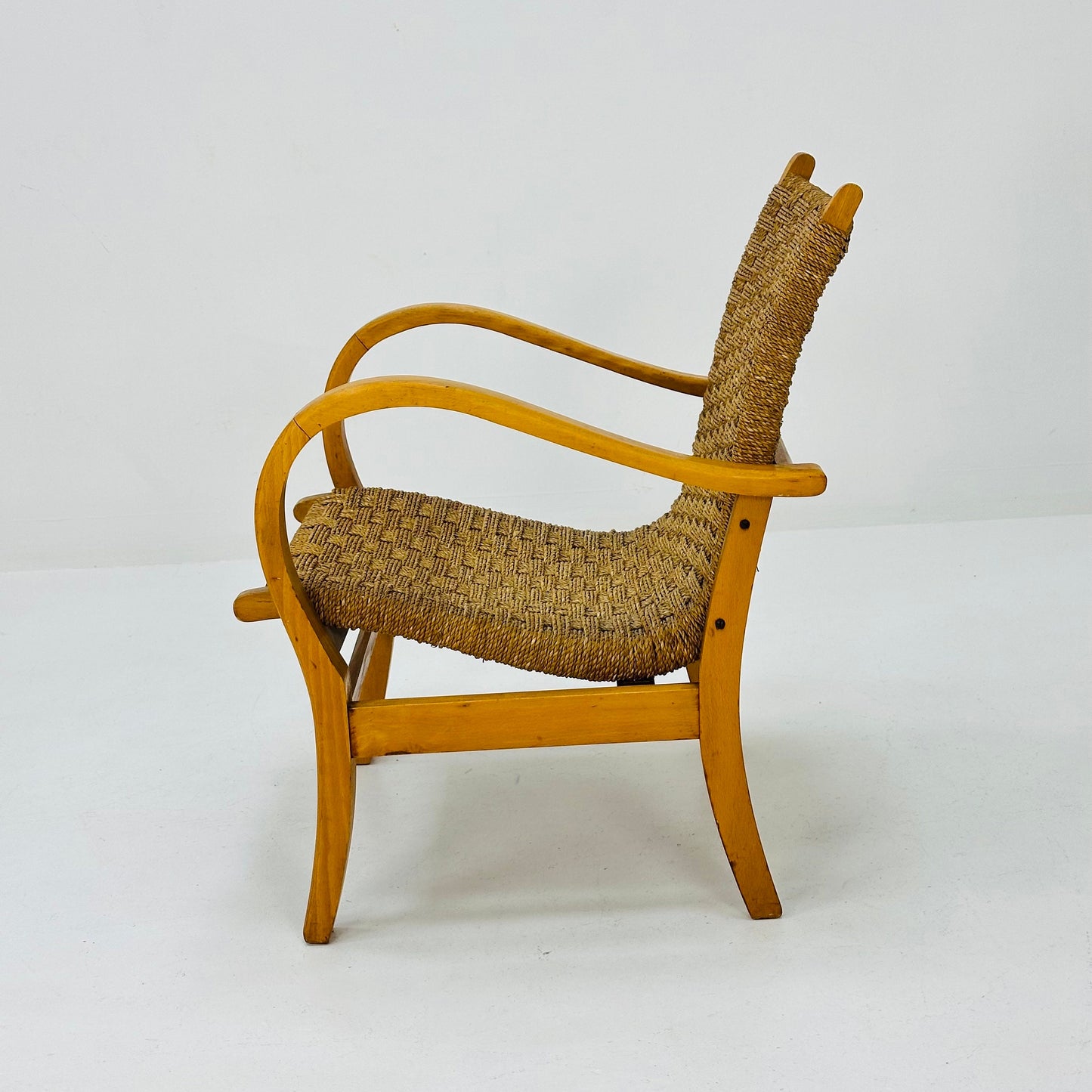 Bauhaus vintage papercord armchair by Ehrich Dieckmann, 1930s