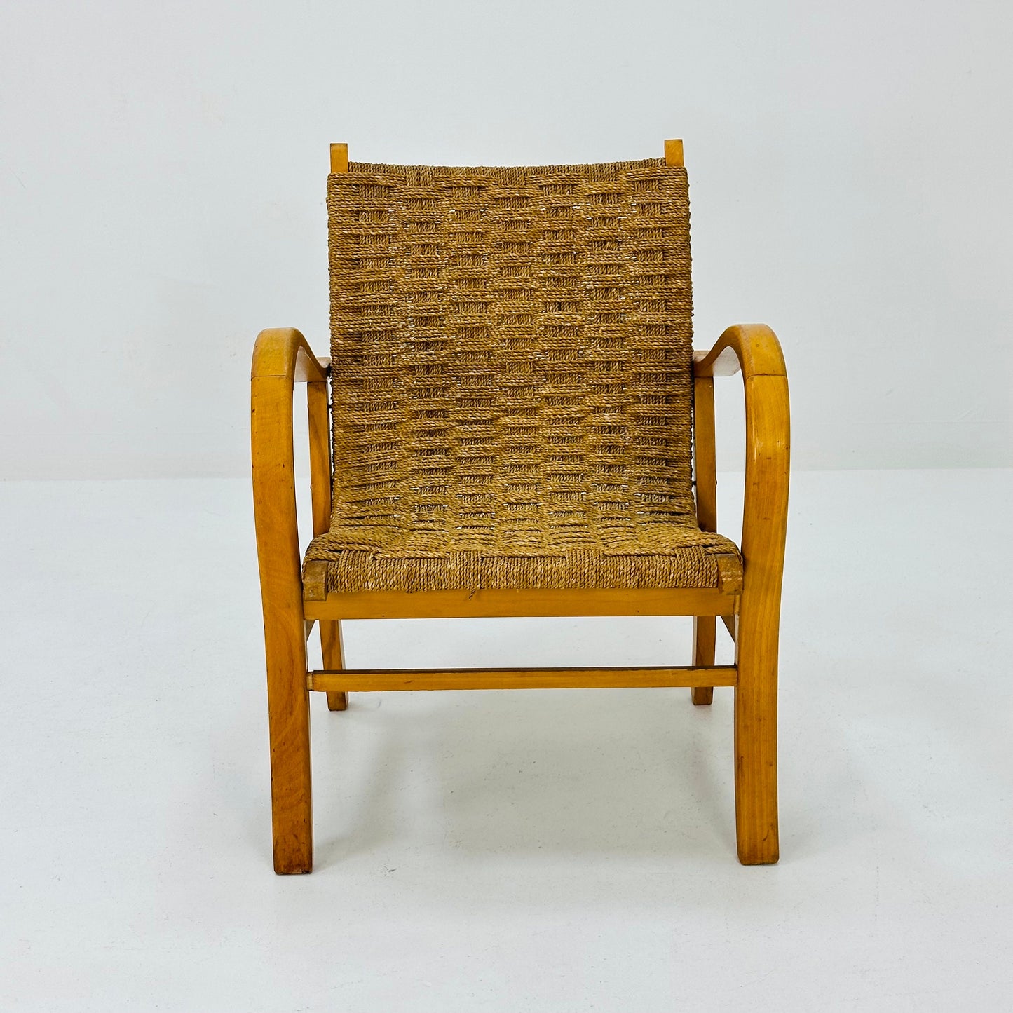 Bauhaus vintage papercord armchair by Ehrich Dieckmann, 1930s