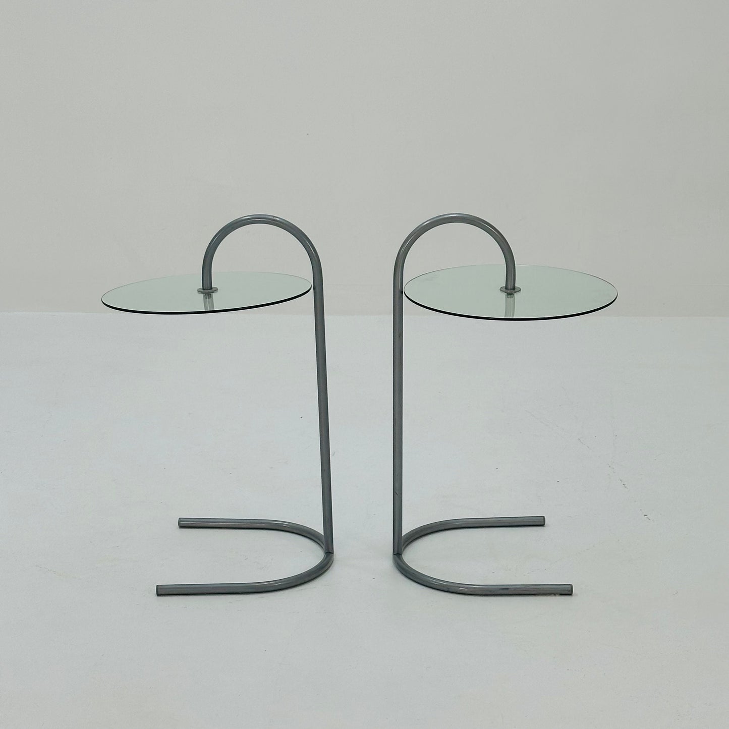Set of 2 Rare Vintage Ikea Ry Coffee Side Table Glass Aluminum Light Weight.