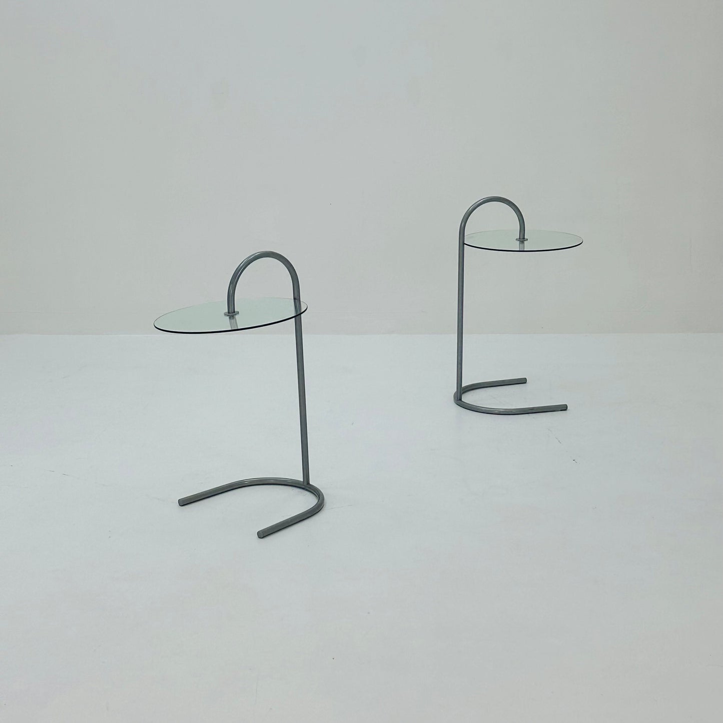 Set of 2 Rare Vintage Ikea Ry Coffee Side Table Glass Aluminum Light Weight.
