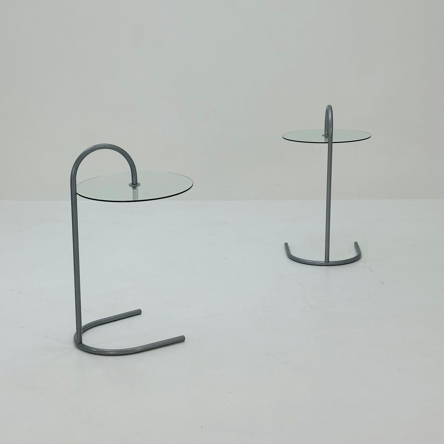 Set of 2 Rare Vintage Ikea Ry Coffee Side Table Glass Aluminum Light Weight.