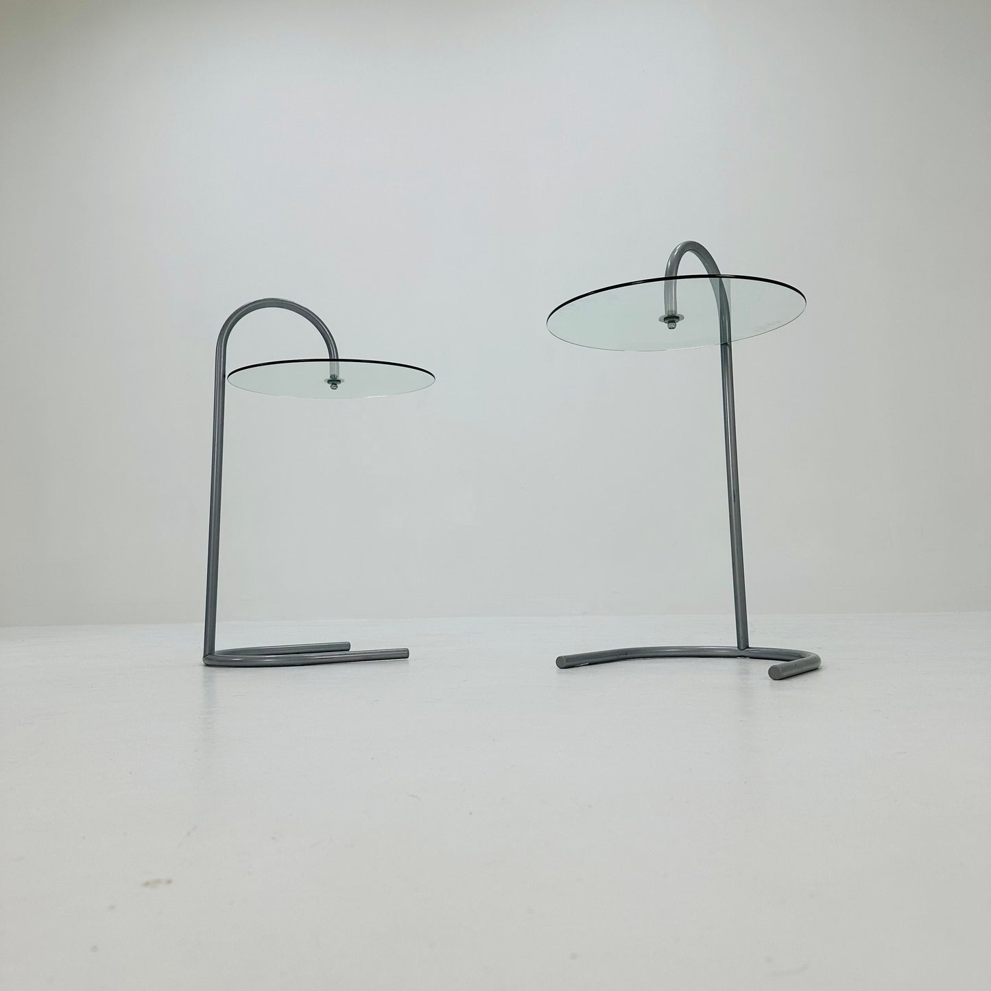 Set of 2 Rare Vintage Ikea Ry Coffee Side Table Glass Aluminum Light Weight.