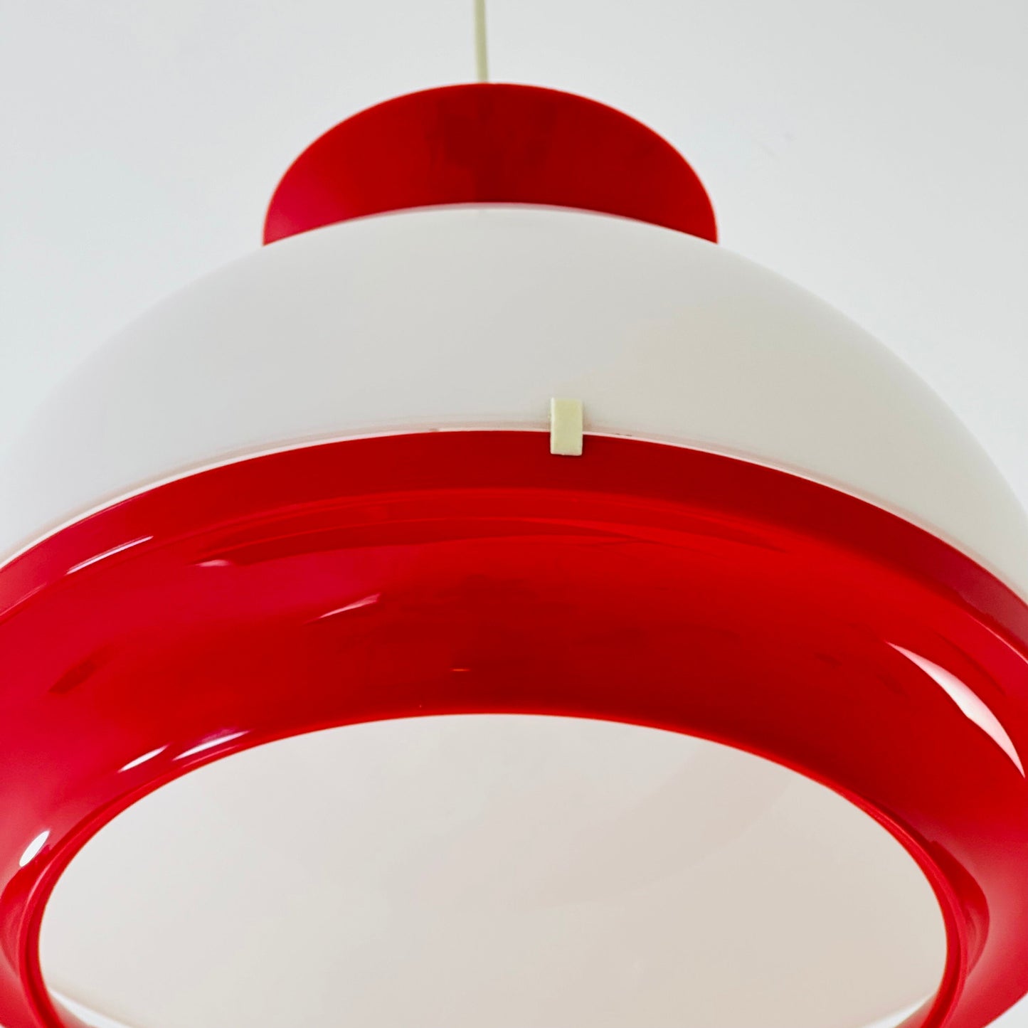 Space age White & Red Plastic Pendant Light. Italy 1980s
