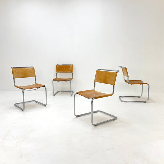 Set of 4 Mid-Century Vintage S33 chair from Mart Stam Fasem Italy 1980er