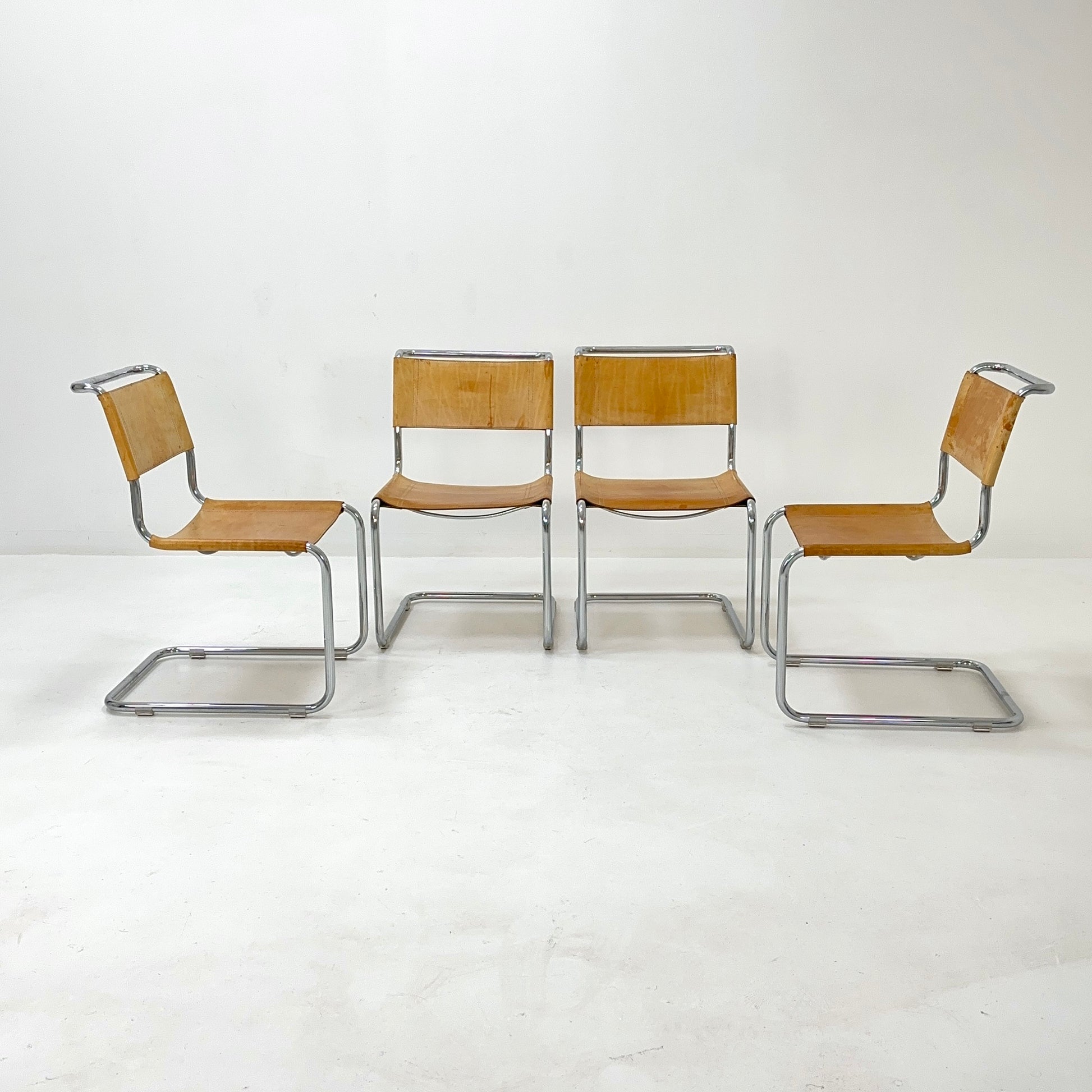 Set of 4 Mid-Century Vintage S33 chair from Mart Stam Fasem Italy 1980er