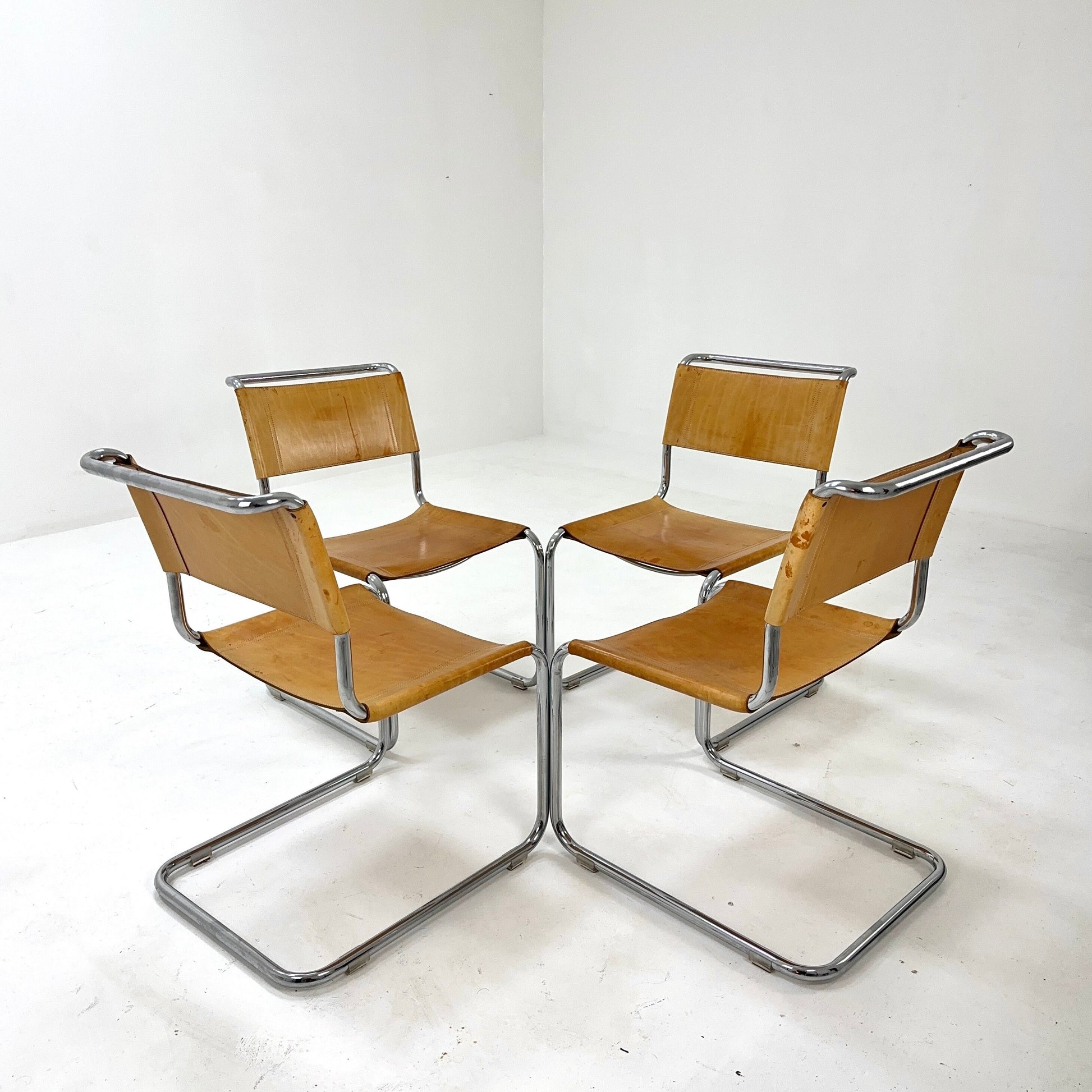 Set of 4 Mid-Century Vintage S33 chair from Mart Stam Fasem Italy 1980er