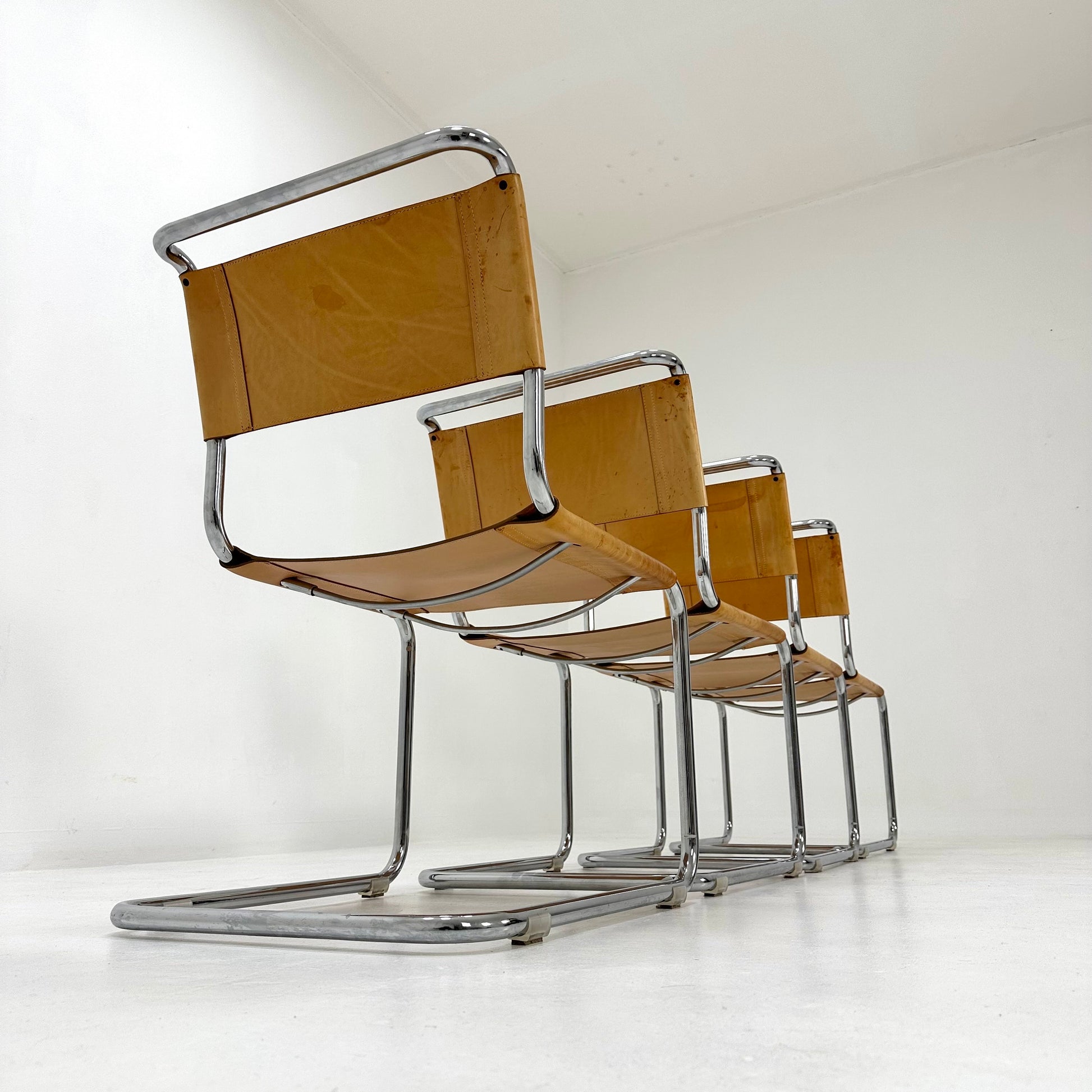 Set of 4 Mid-Century Vintage S33 chair from Mart Stam Fasem Italy 1980er