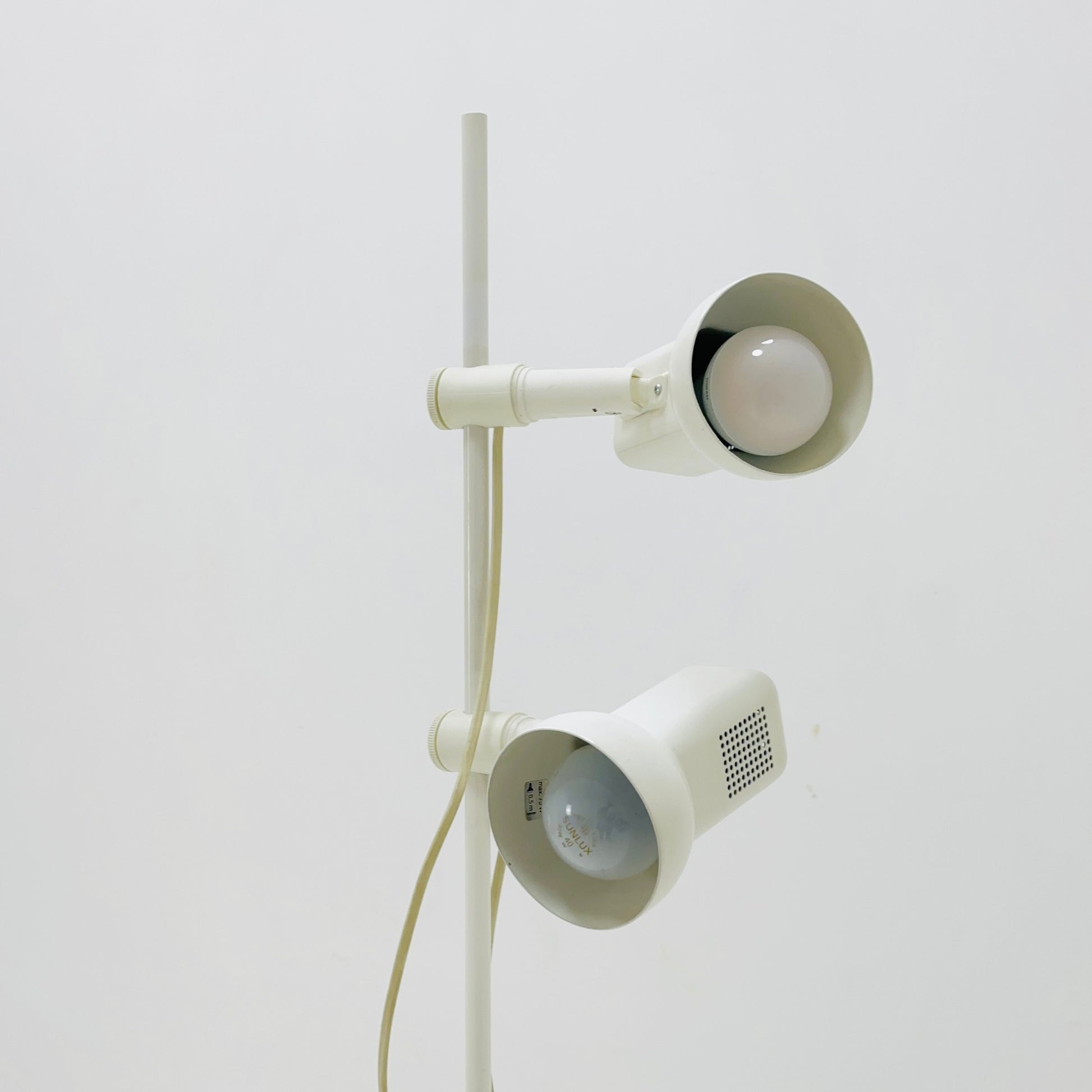 Space Age white / Cream Twin Spot Adjustable Floor Lamp, 1970s
