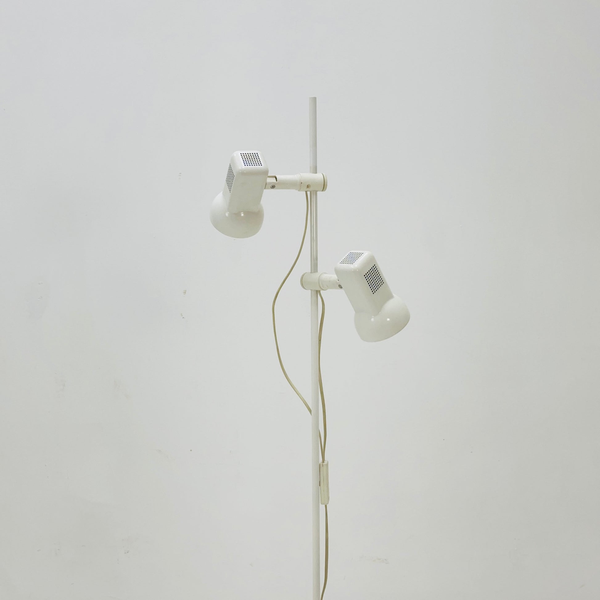 Space Age white / Cream Twin Spot Adjustable Floor Lamp, 1970s