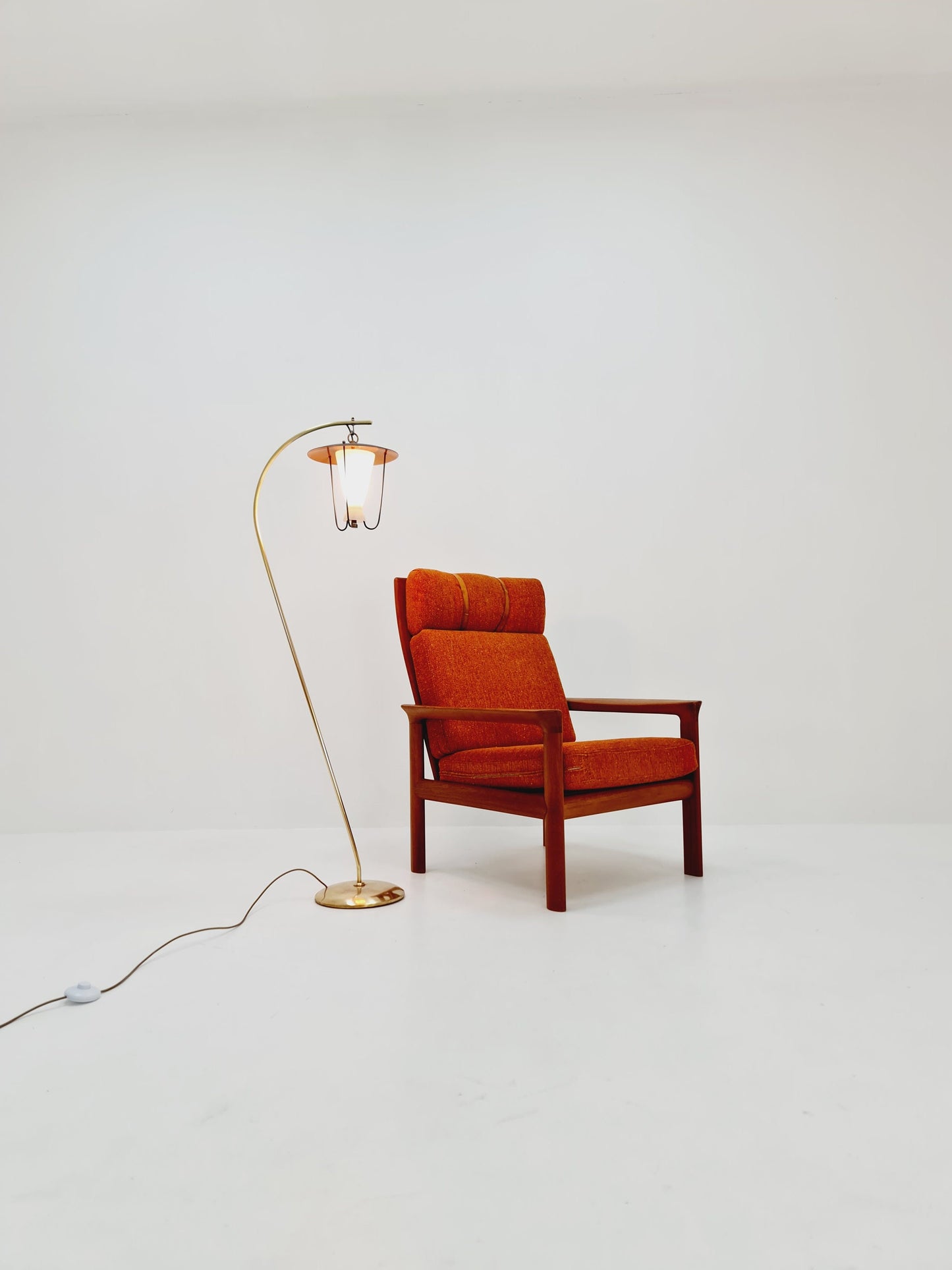 Mid century brass German arc floor lamp, 1960s