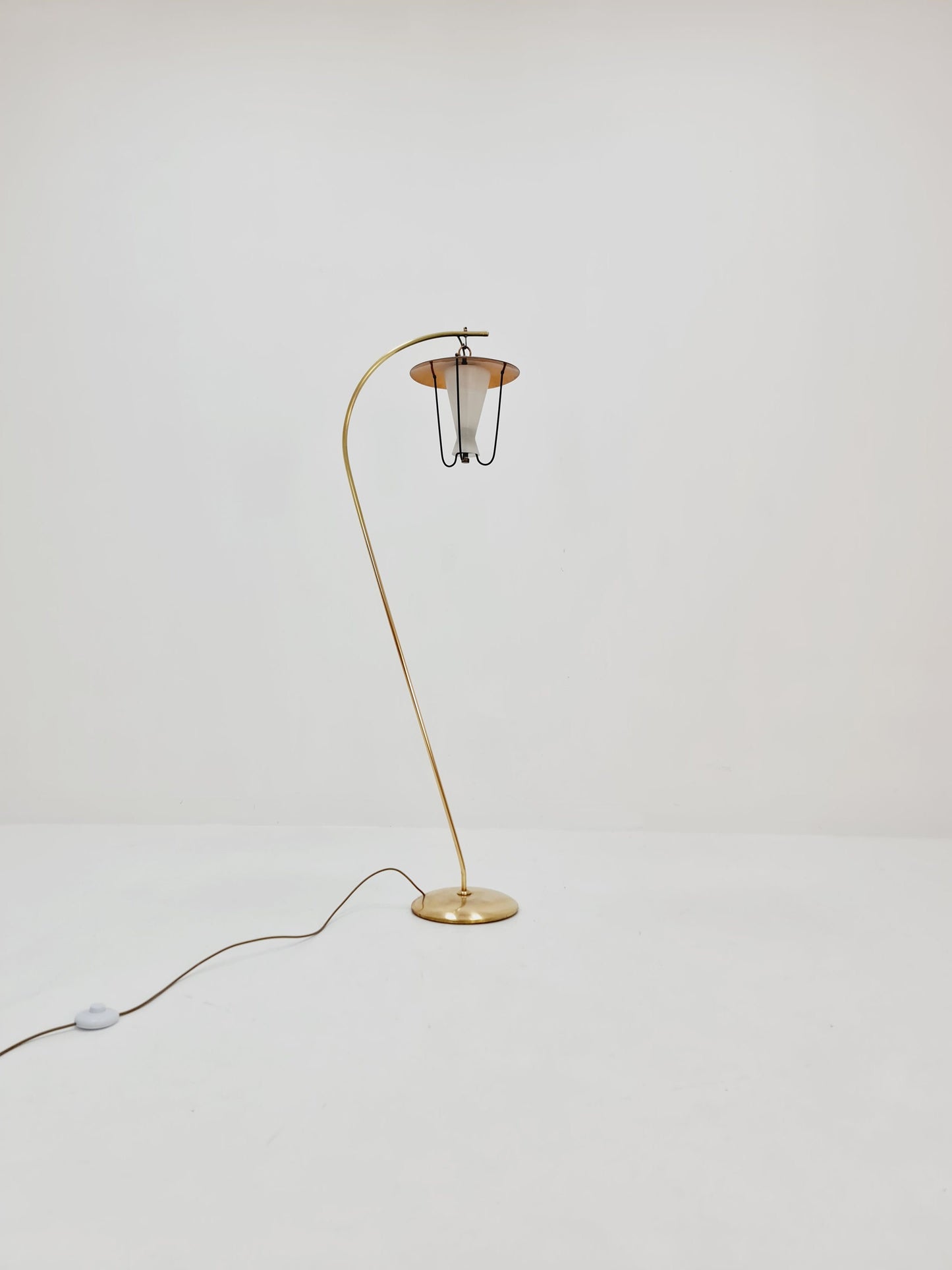 Mid century brass German arc floor lamp, 1960s