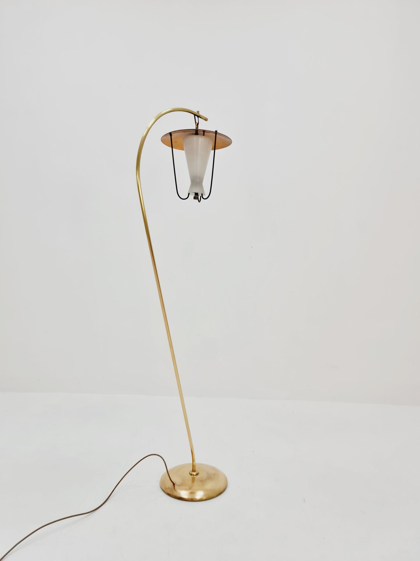 Mid century brass German arc floor lamp, 1960s