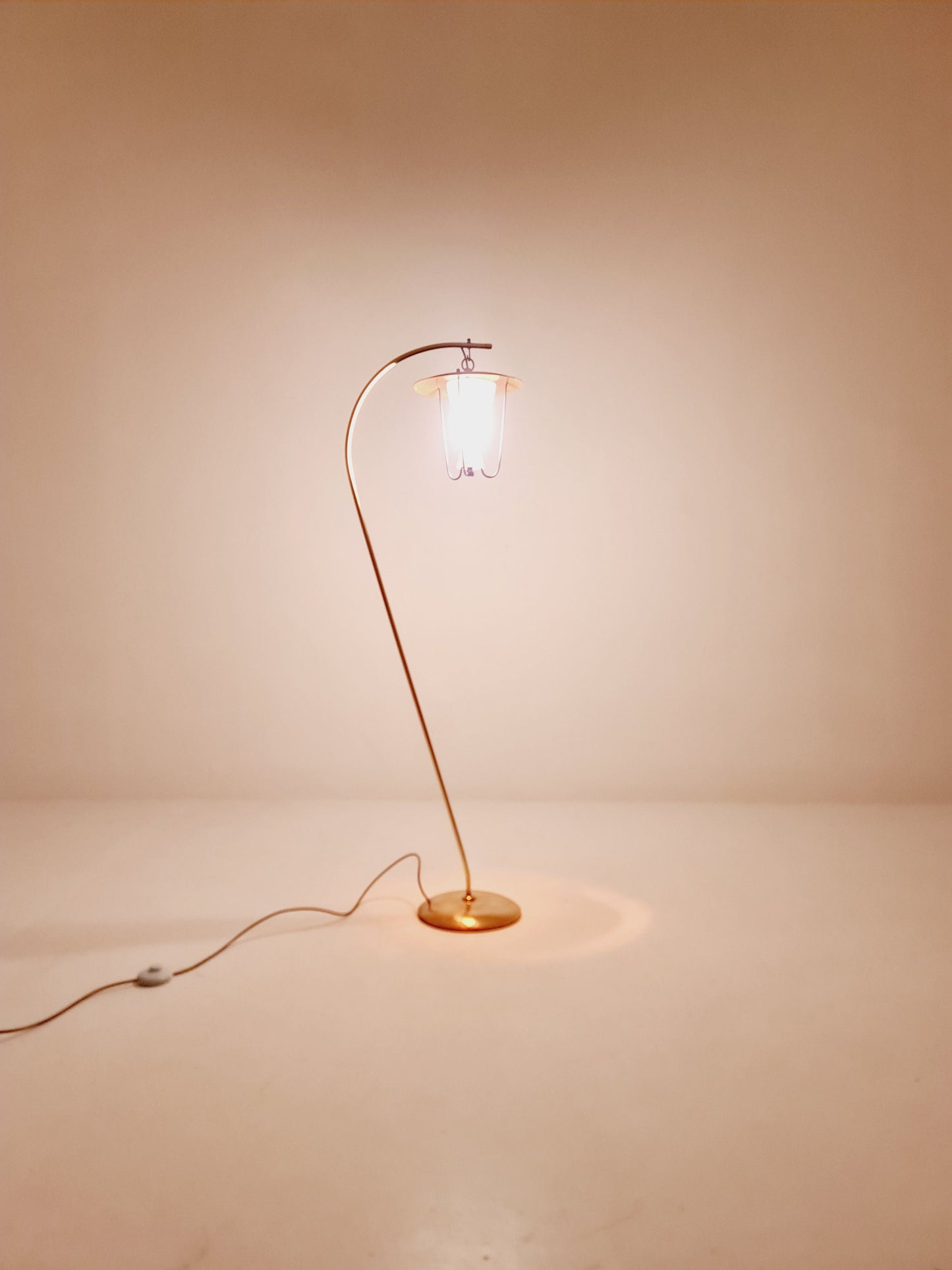 Mid century brass German arc floor lamp, 1960s