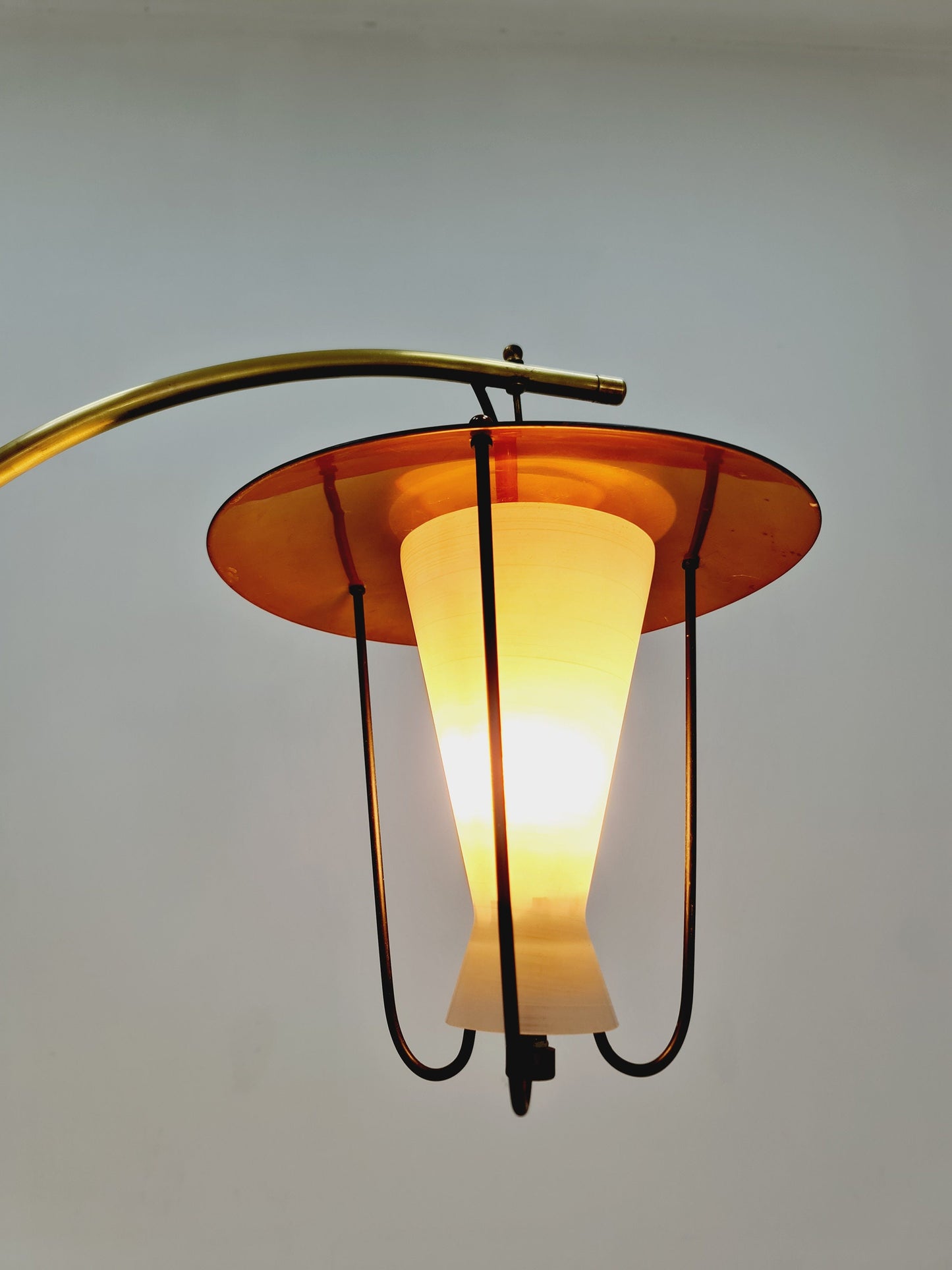 Mid century brass German arc floor lamp, 1960s