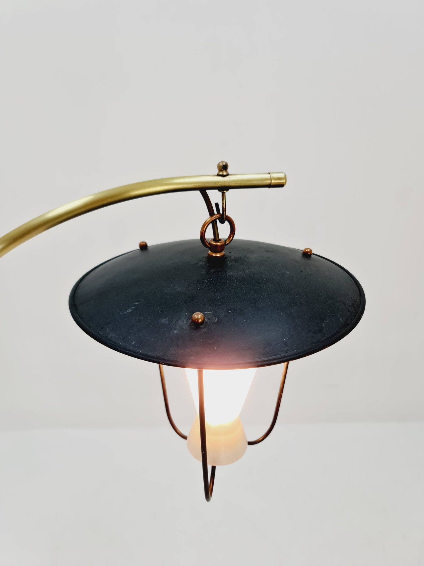 Mid century brass German arc floor lamp, 1960s