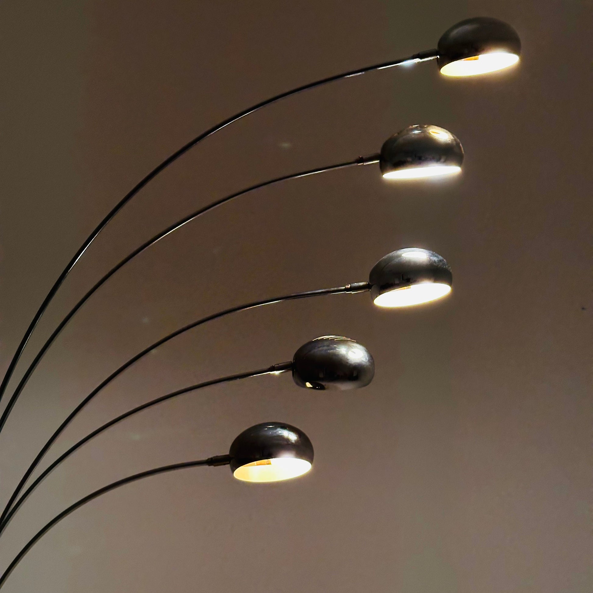 Mid century arch floor lamp Christian Koban chrome and Carrara marble for Dom Germany 1970s