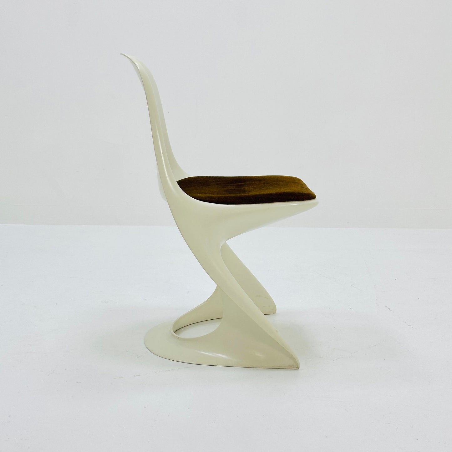 1 of 4 space age chair model 200 by Alexander Begge for Casala original brown fabric upholstery 1970s Germany