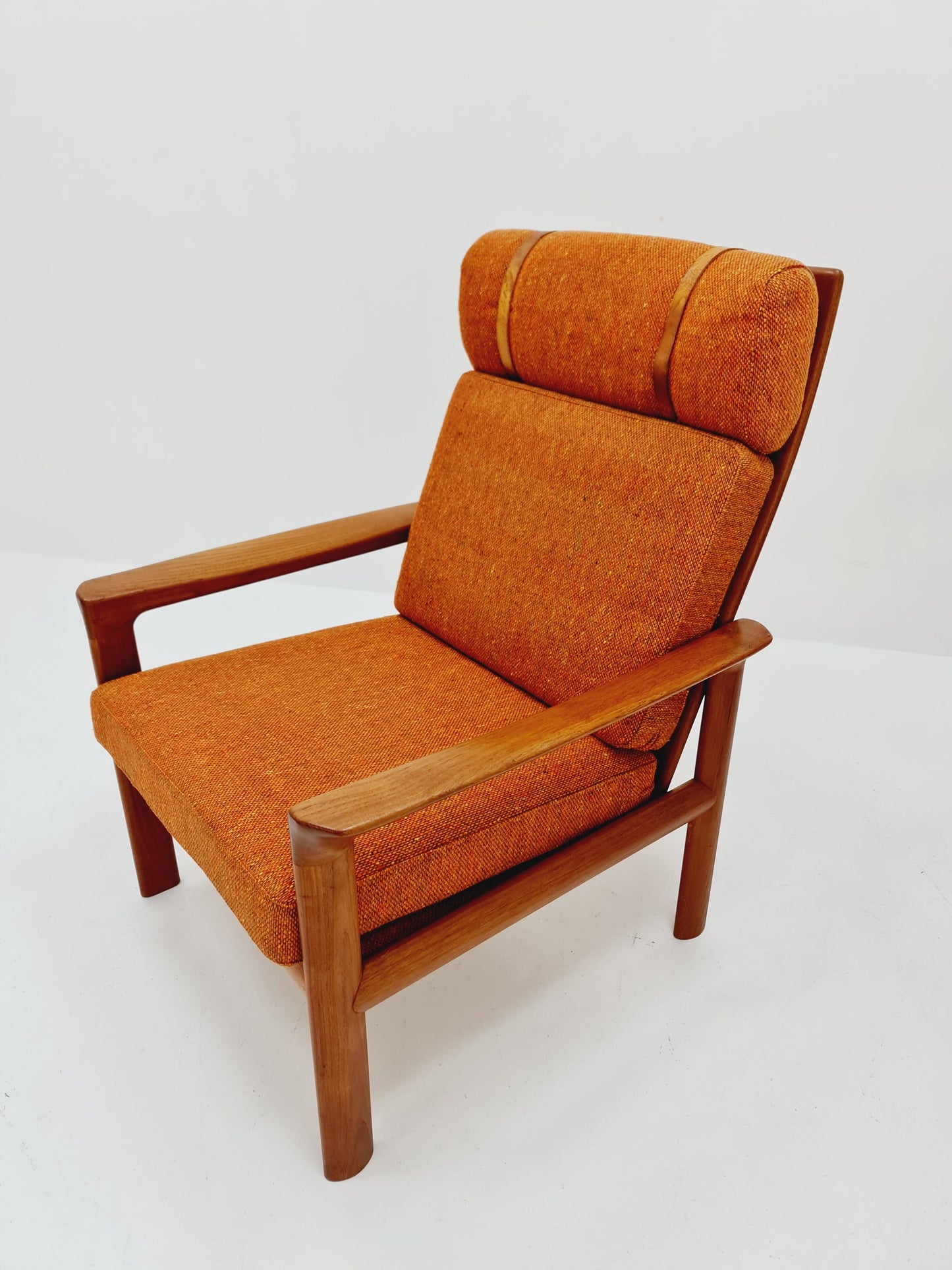 Mid century teak easy lounge high back chairs by Sven Ellekaer for Komfort , Set of 2, 1960s