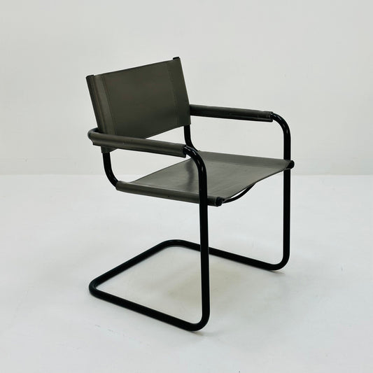 Mid century B34 grey leather cantilevered chair by Mart Stam for Jox Interni italy 1980s