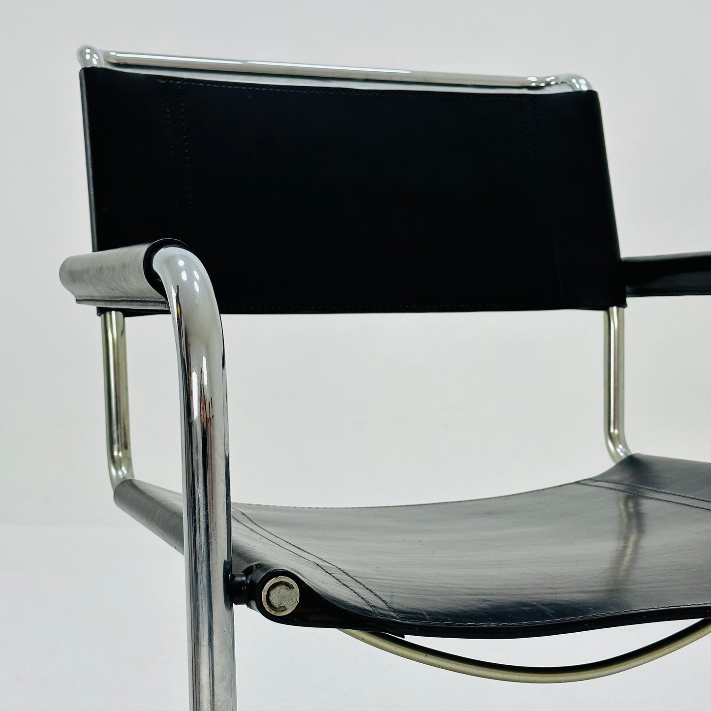 Set of 2 black S34 tubular steel chairs by Mart Stam for Jox Interni - 1970s
