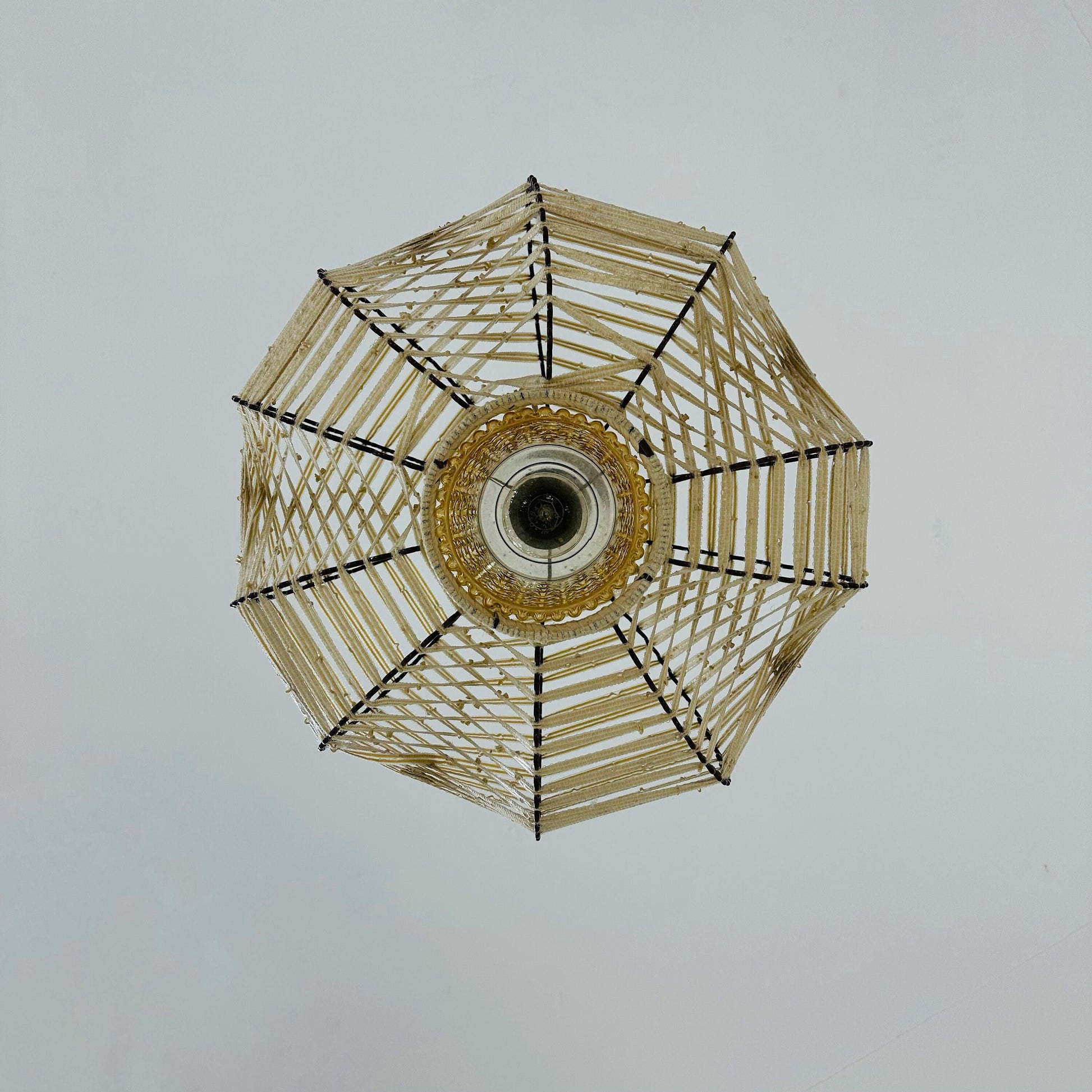 Mid century metal & string pendant lamp , 1960s