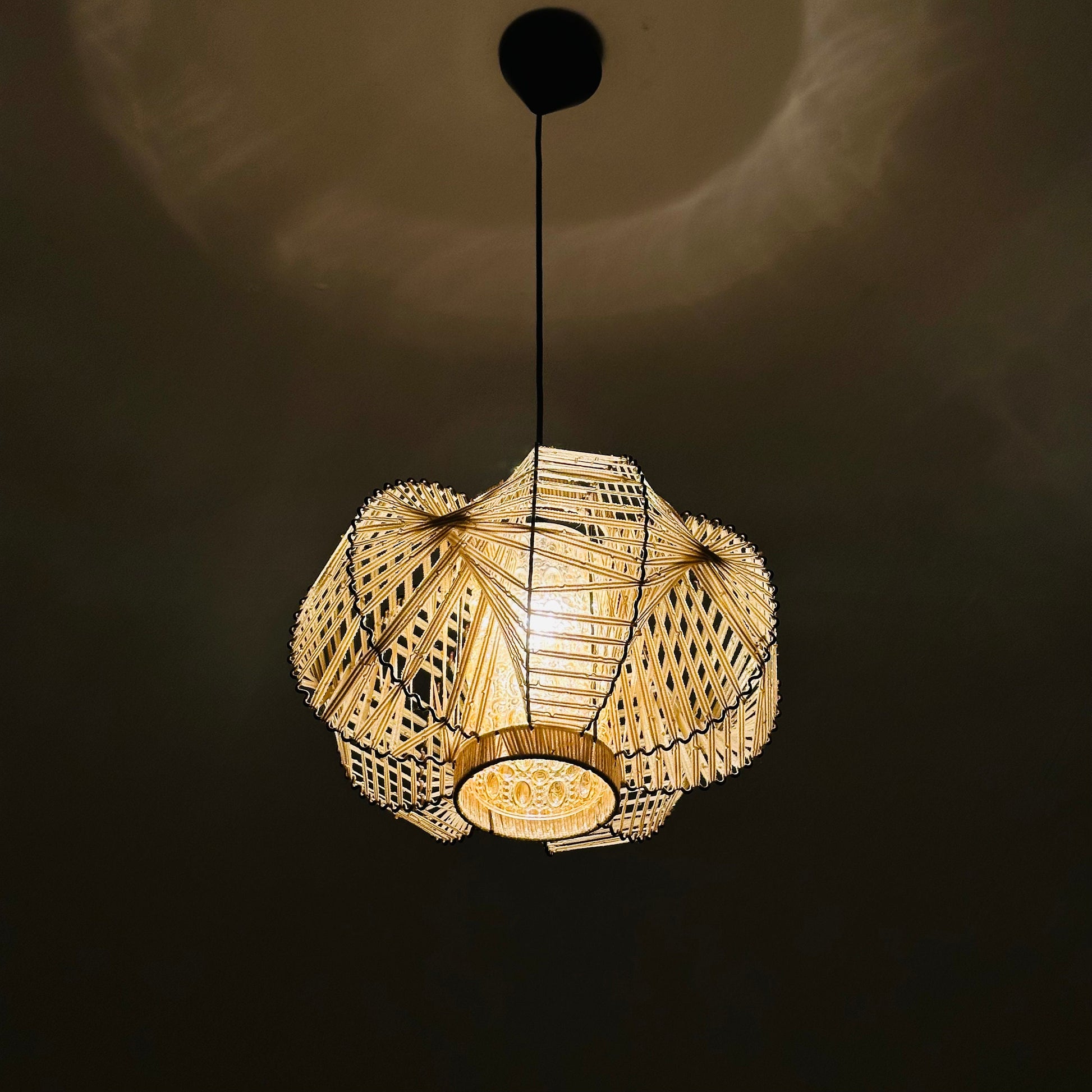 Mid century metal & string pendant lamp , 1960s