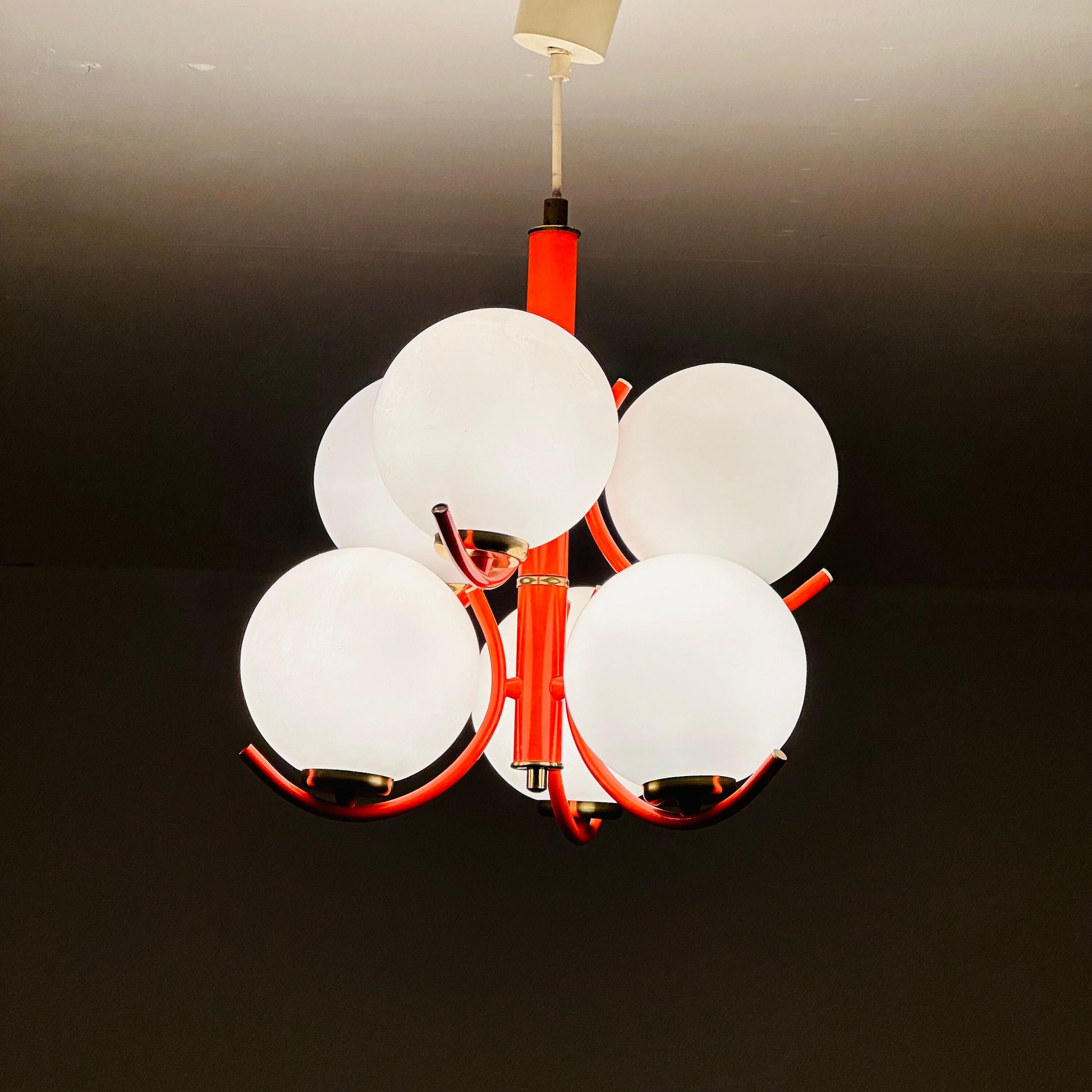 Mid century atomic Sputnik chandelier for Kaiser Germany 1970s